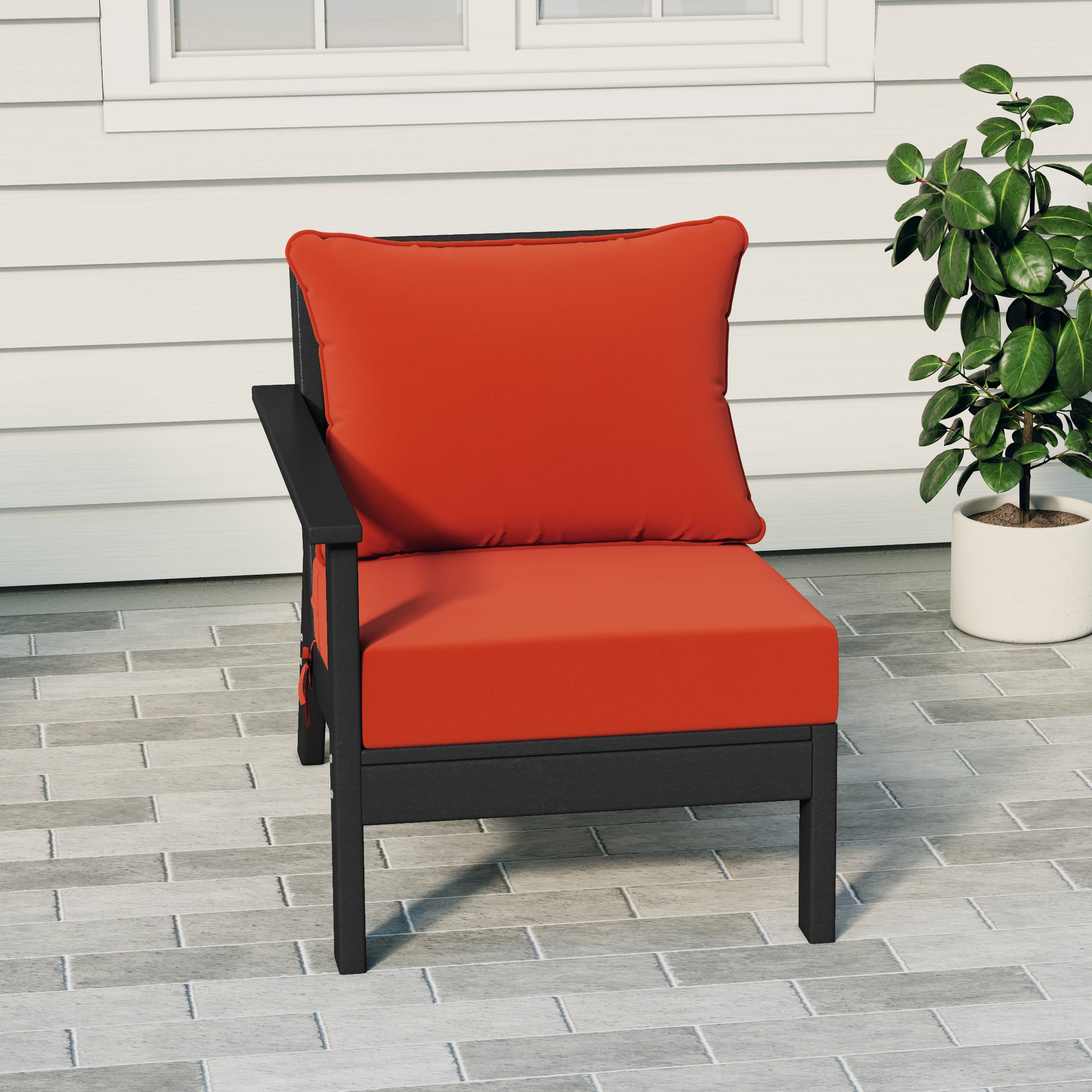 Portsmouth Outdoor Patio HDPE Left Arm Sectional Corner Club Chair with Patio Cushions