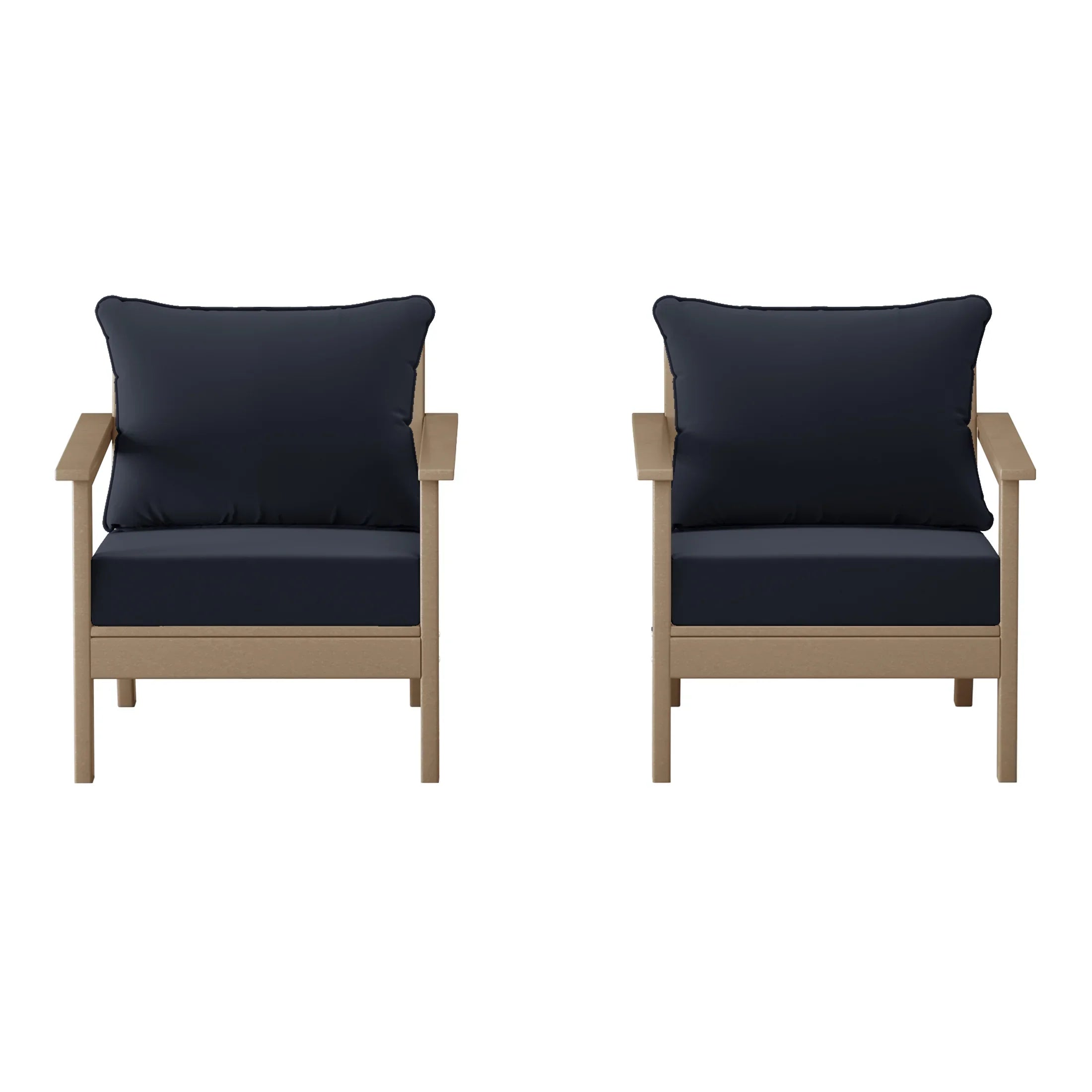 Portsmouth Outdoor Modern HDPE Patio Club Chairs with Deep Seat Cushions (Set of 2)