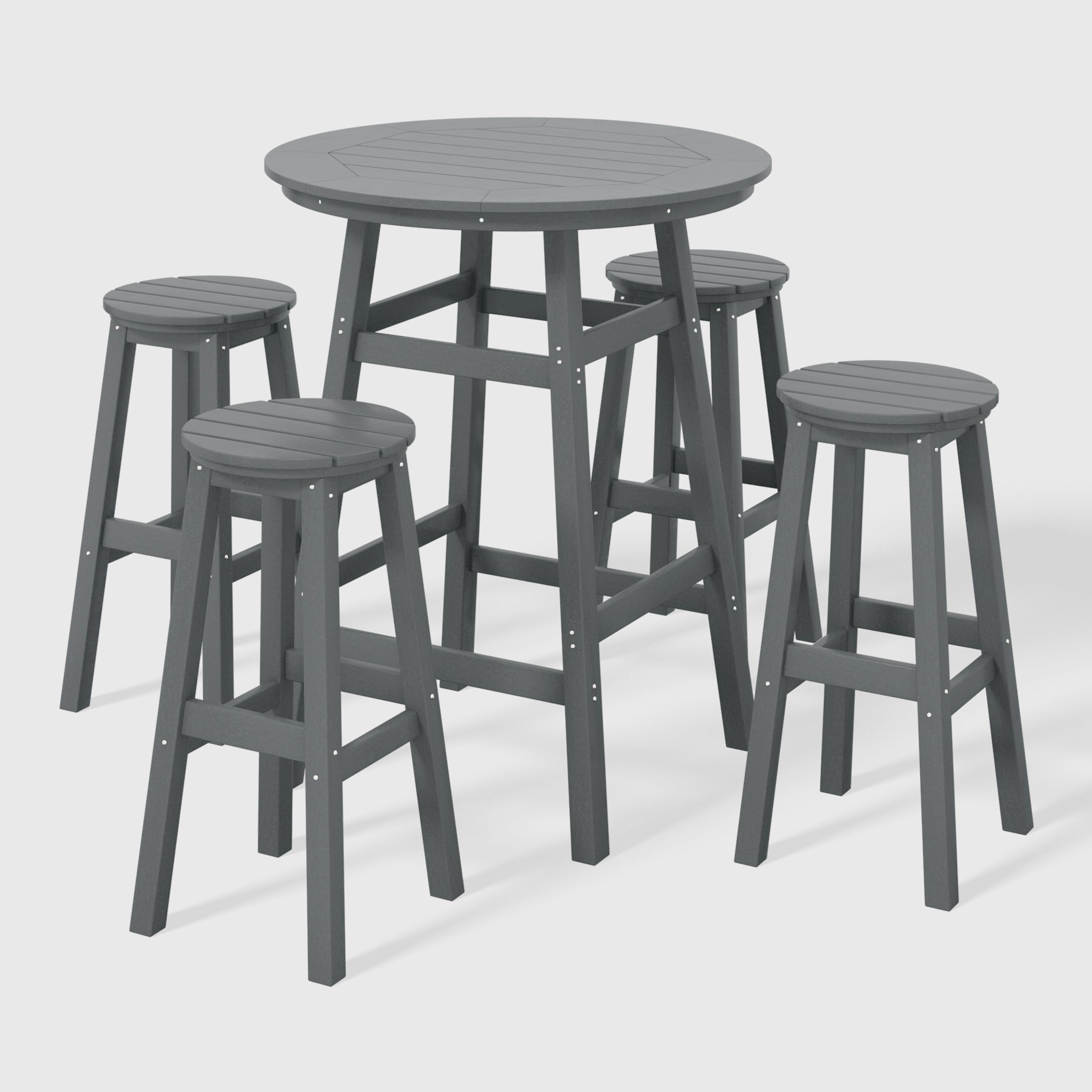 Paradise 5-Piece HDPE Outdoor Patio Dining Bar Bistro Table Set with Bar Stools