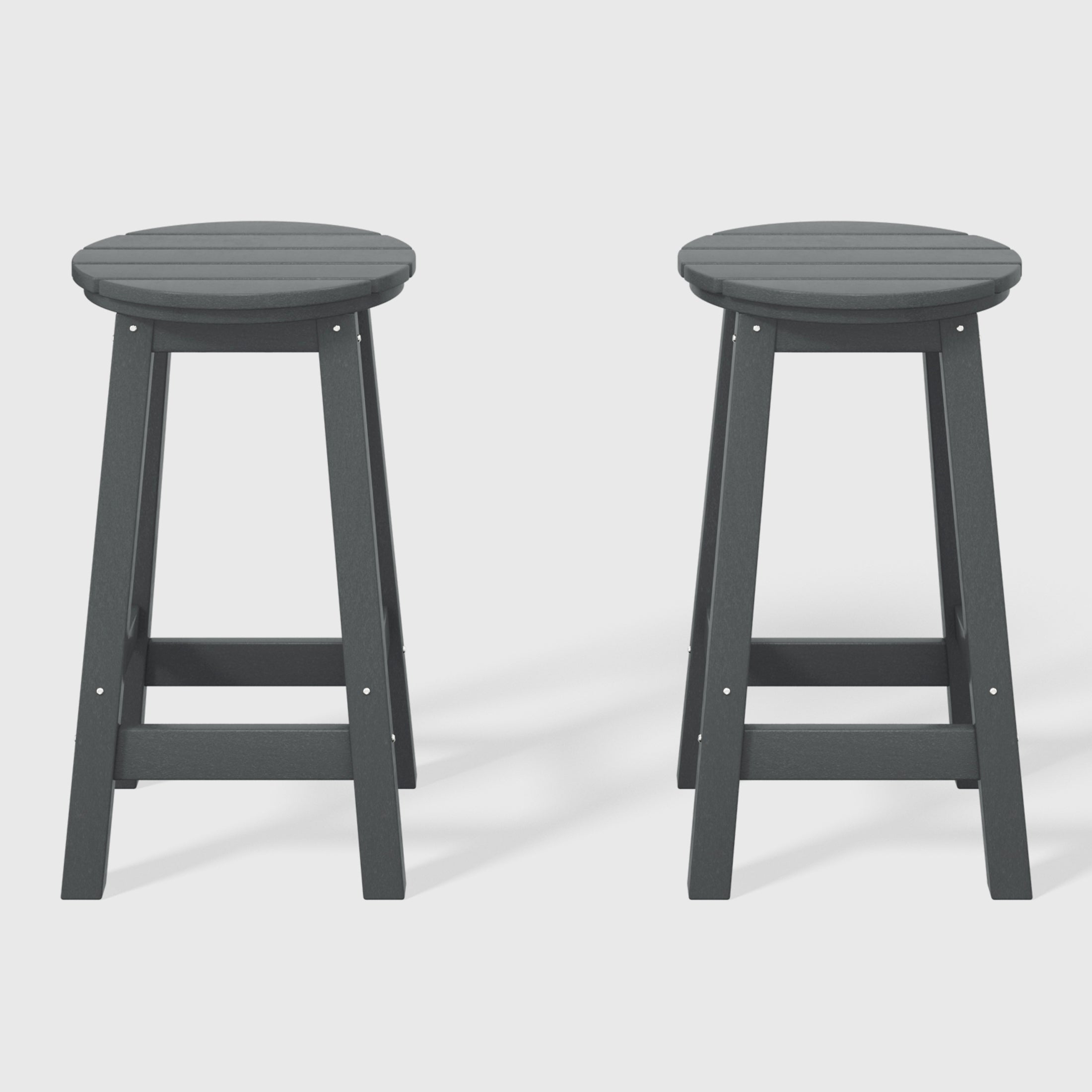 Paradise 24" HDPE Outdoor Patio Round Counter Height Bar Stool Set of 2