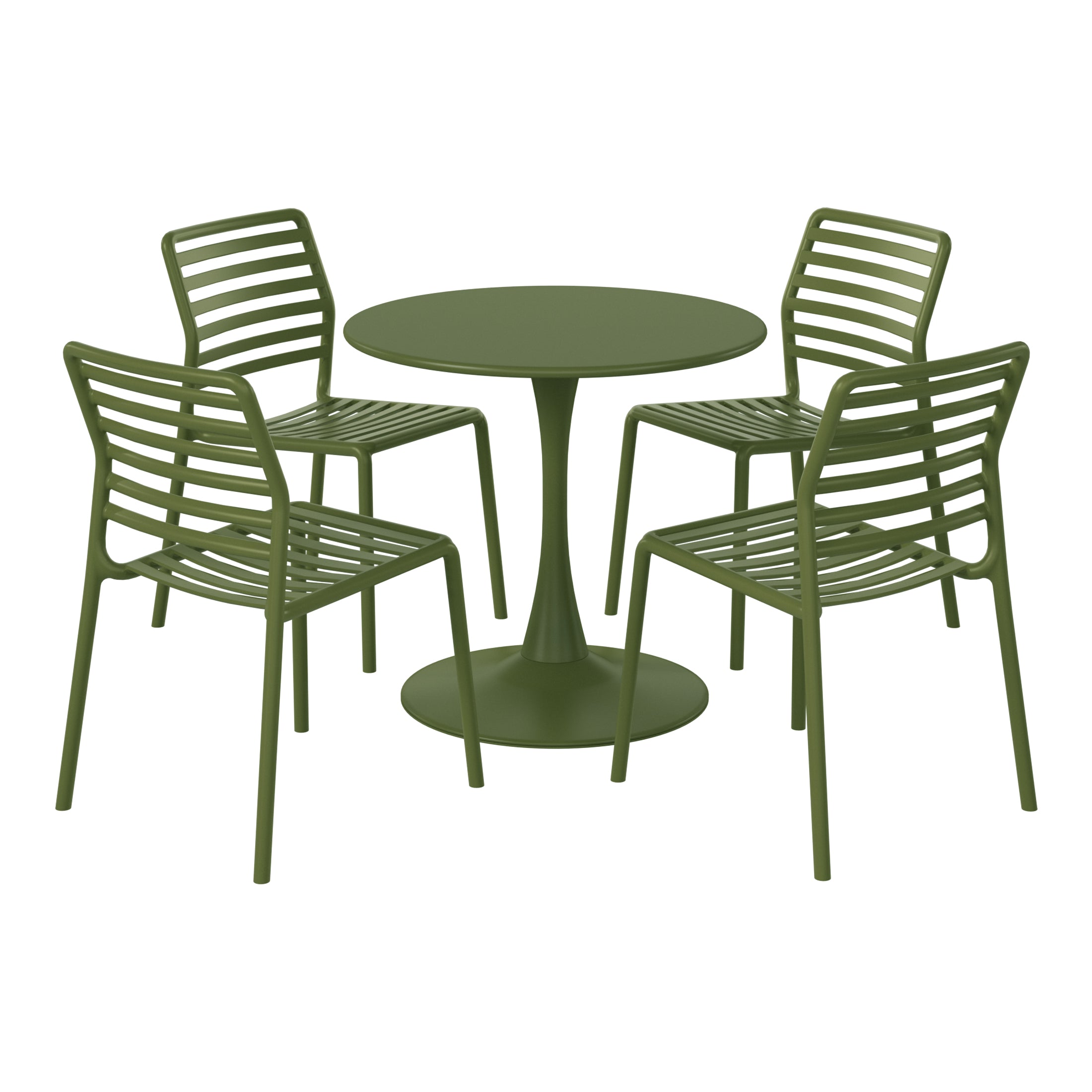 Sunshine 5-Piece Outdoor Indoor Metal Patio Dining Table Set With Stackable Plastic Patio Side Chairs