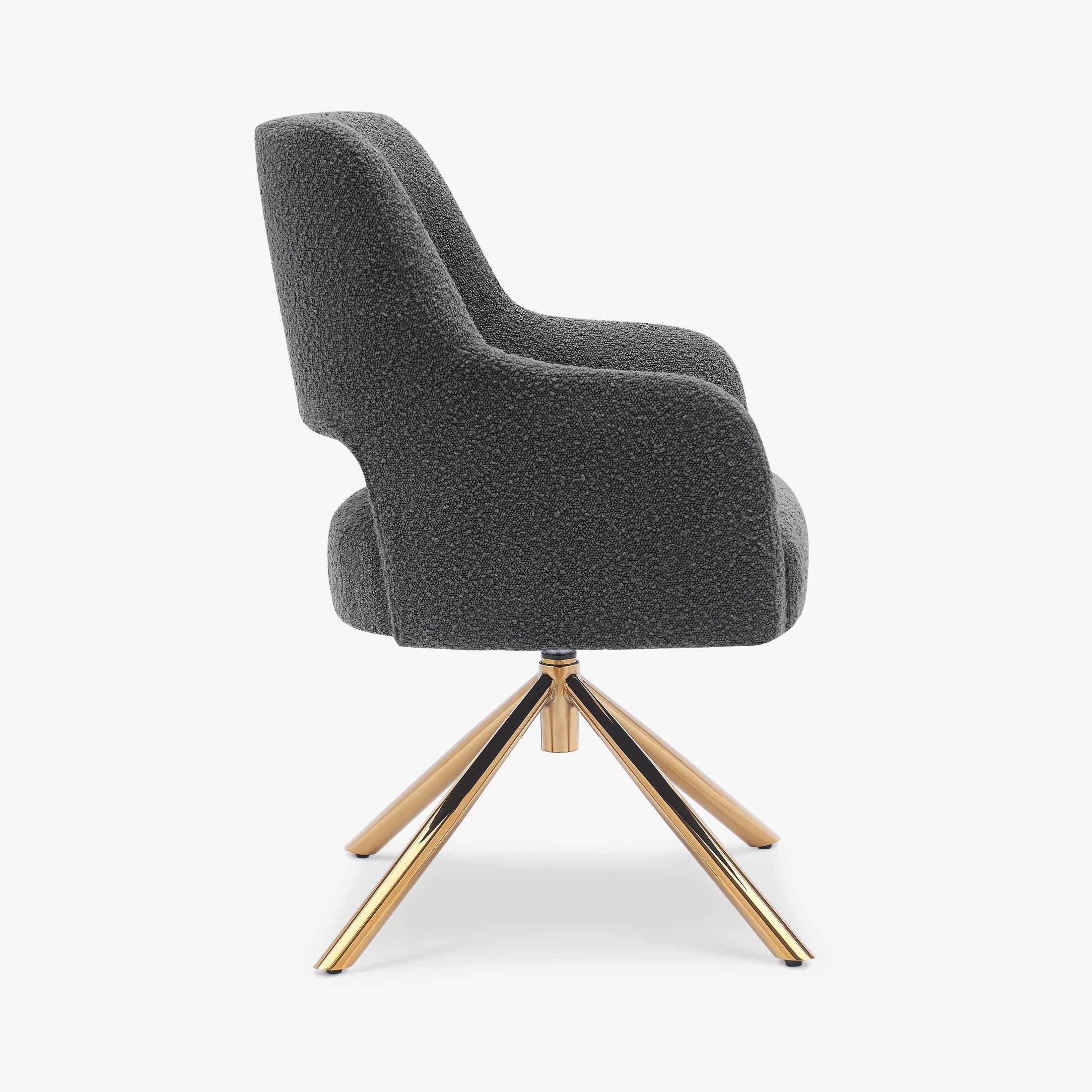 Amélie Mid-Century Modern Wide Boucle Swivel Vanity Chair