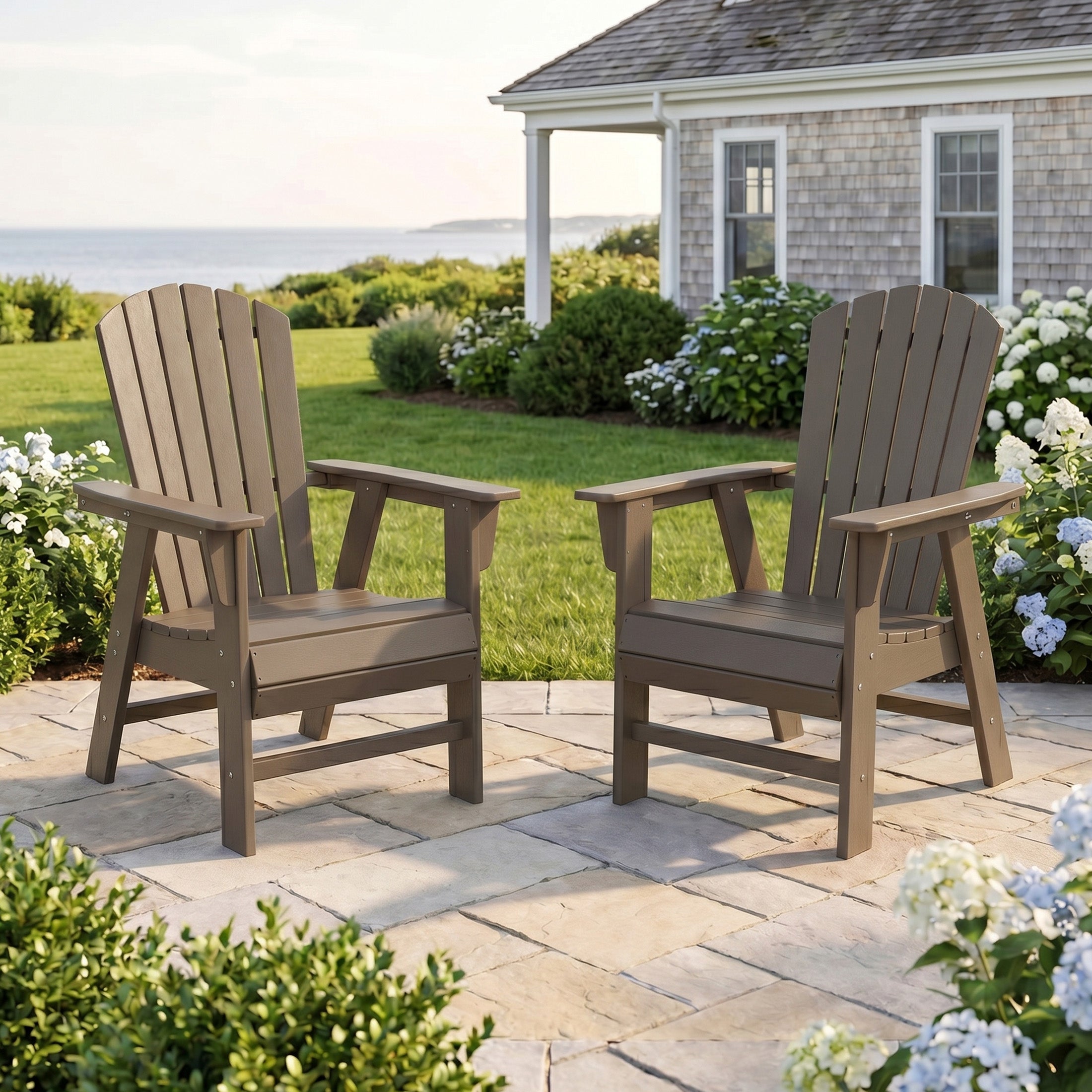 Portside Outdoor Modern HDPE Adirondack Patio Dining Chairs (Set of 2)