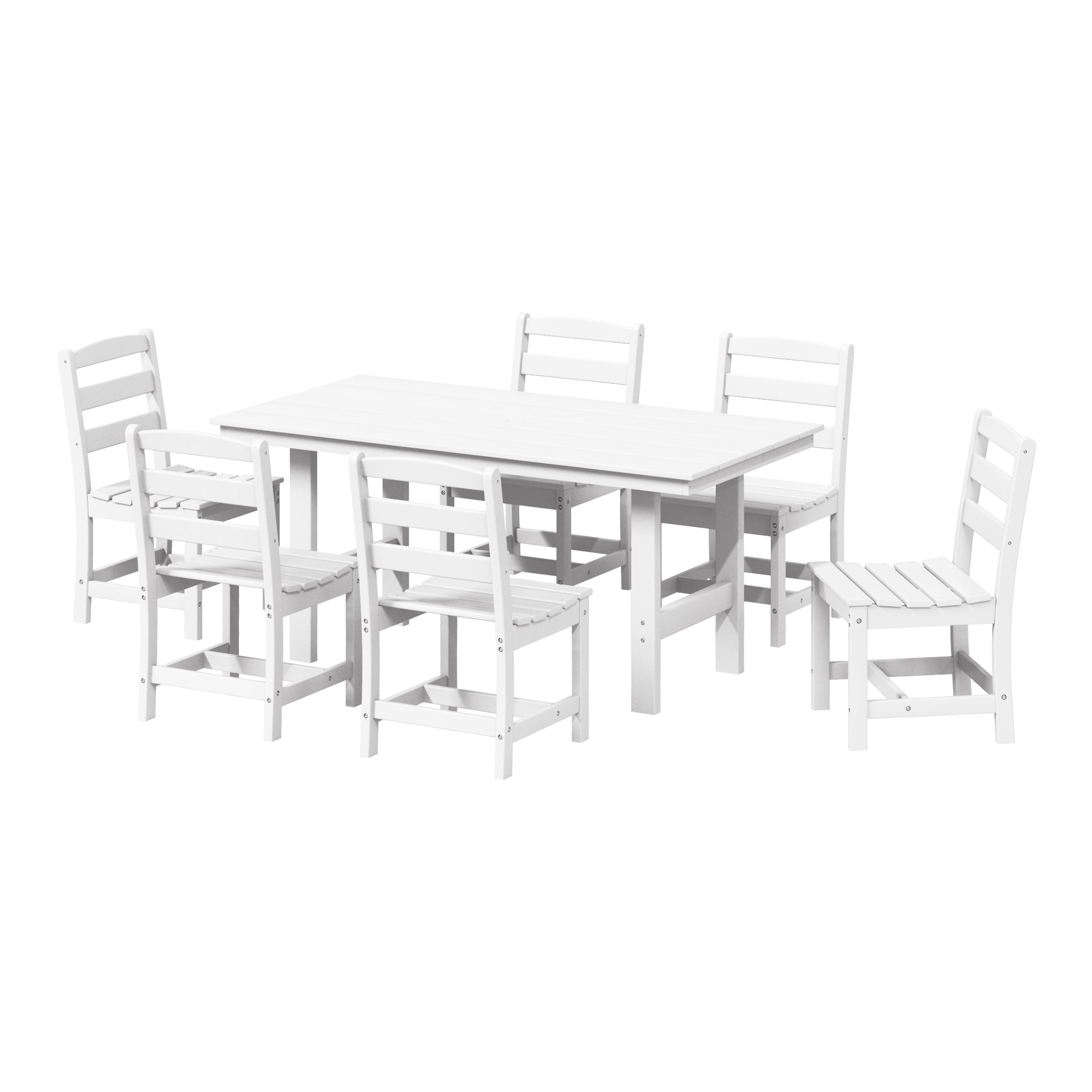 Palms 7-Piece HDPE Outdoor Rectangular Patio Dining Table Set with Side Chairs