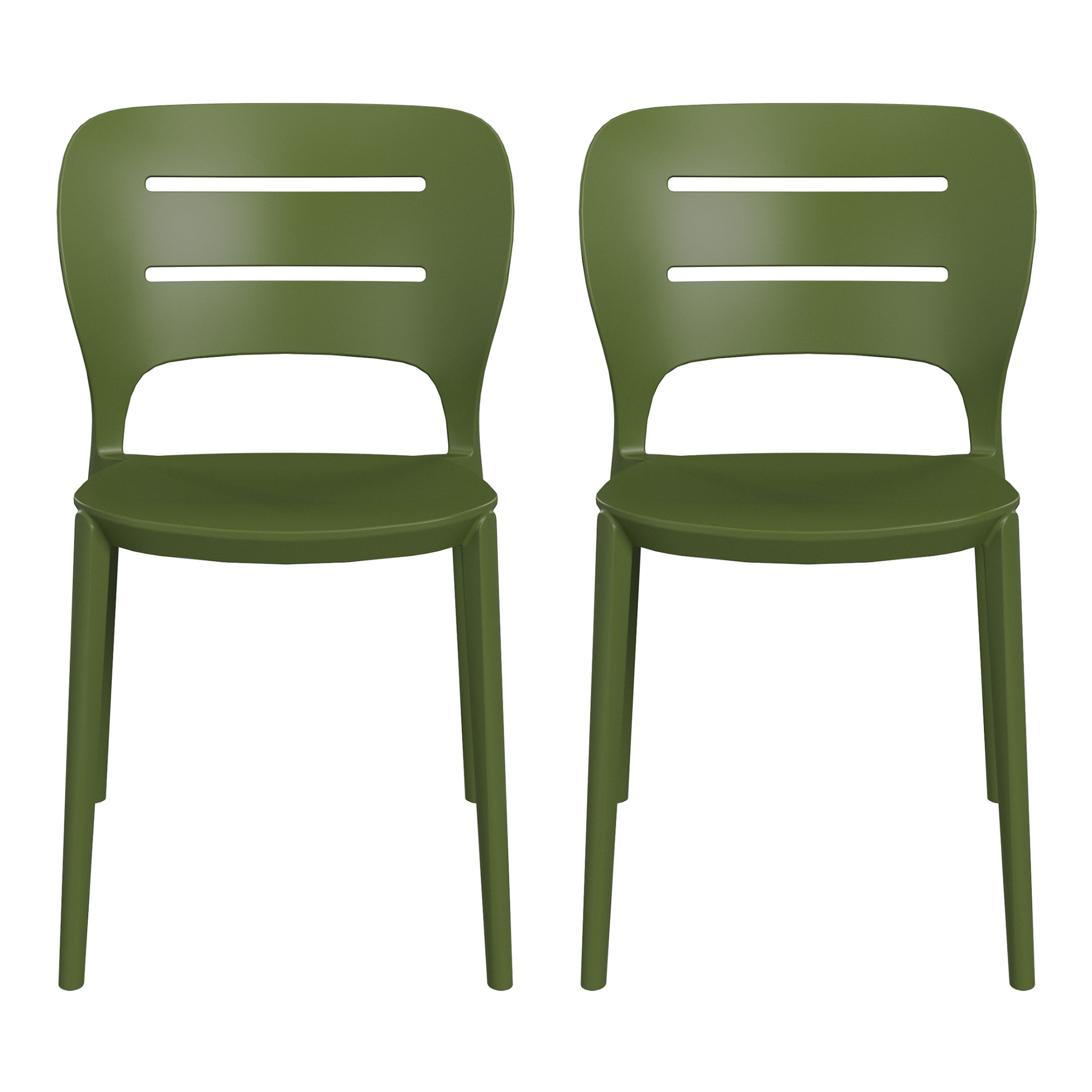 Sunshine Outdoor Modern Stackable Plastic Patio Dining Side Chairs (Set of 2)