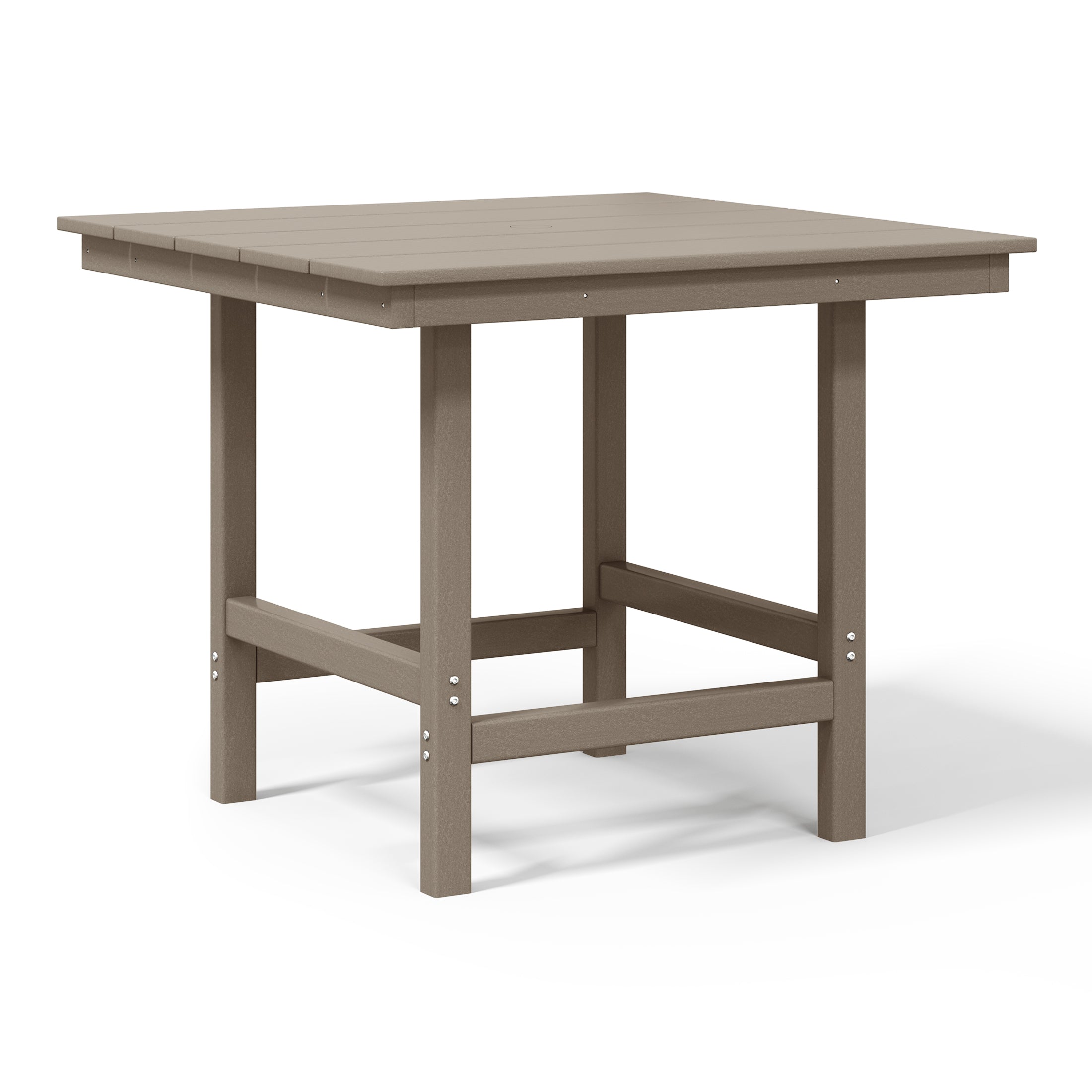 Palms Outdoor HDPE 36" Square Patio Dining Table with Umbrella Hole