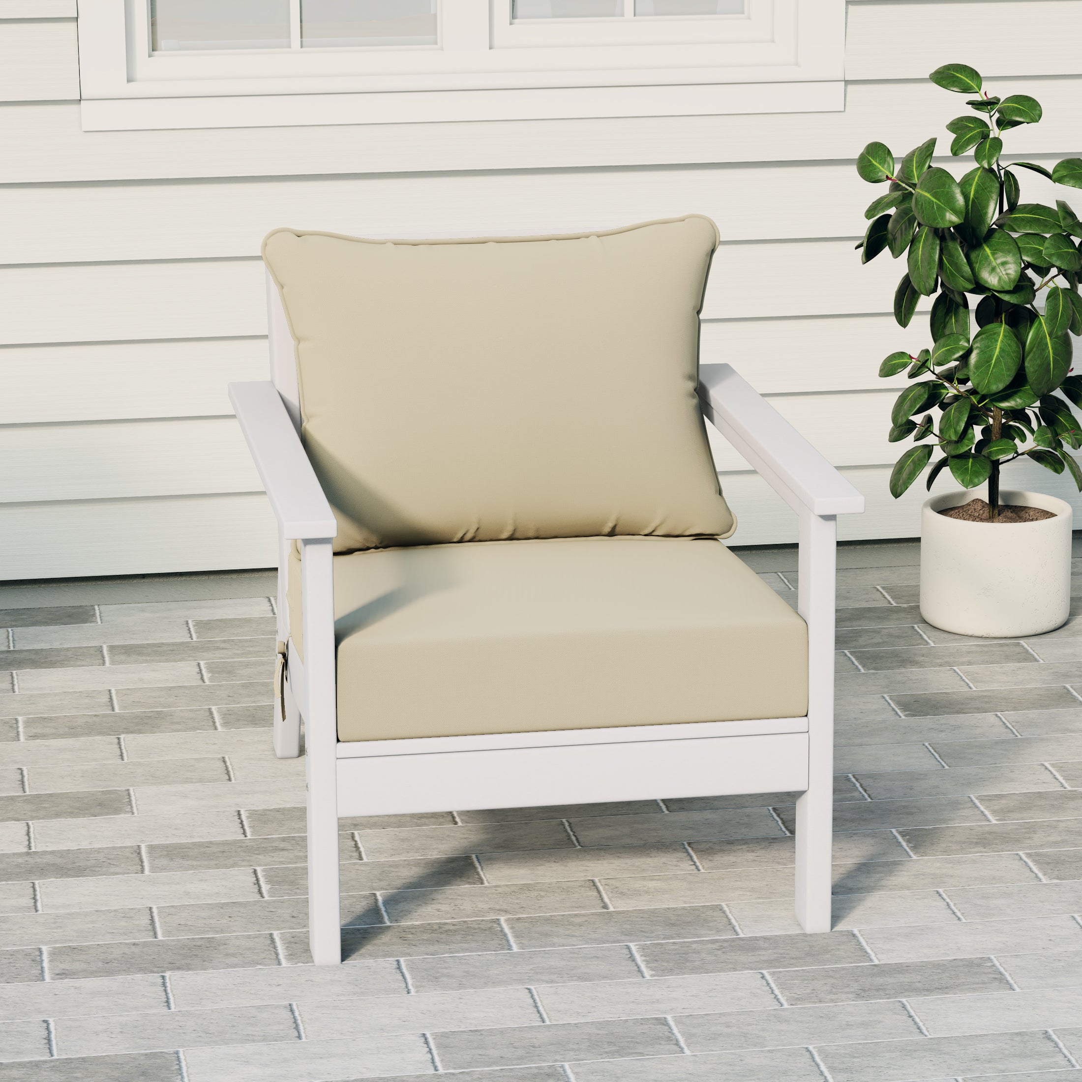 Portsmouth Outdoor Modern HDPE Patio Club Chair with Deep Seat Cushions