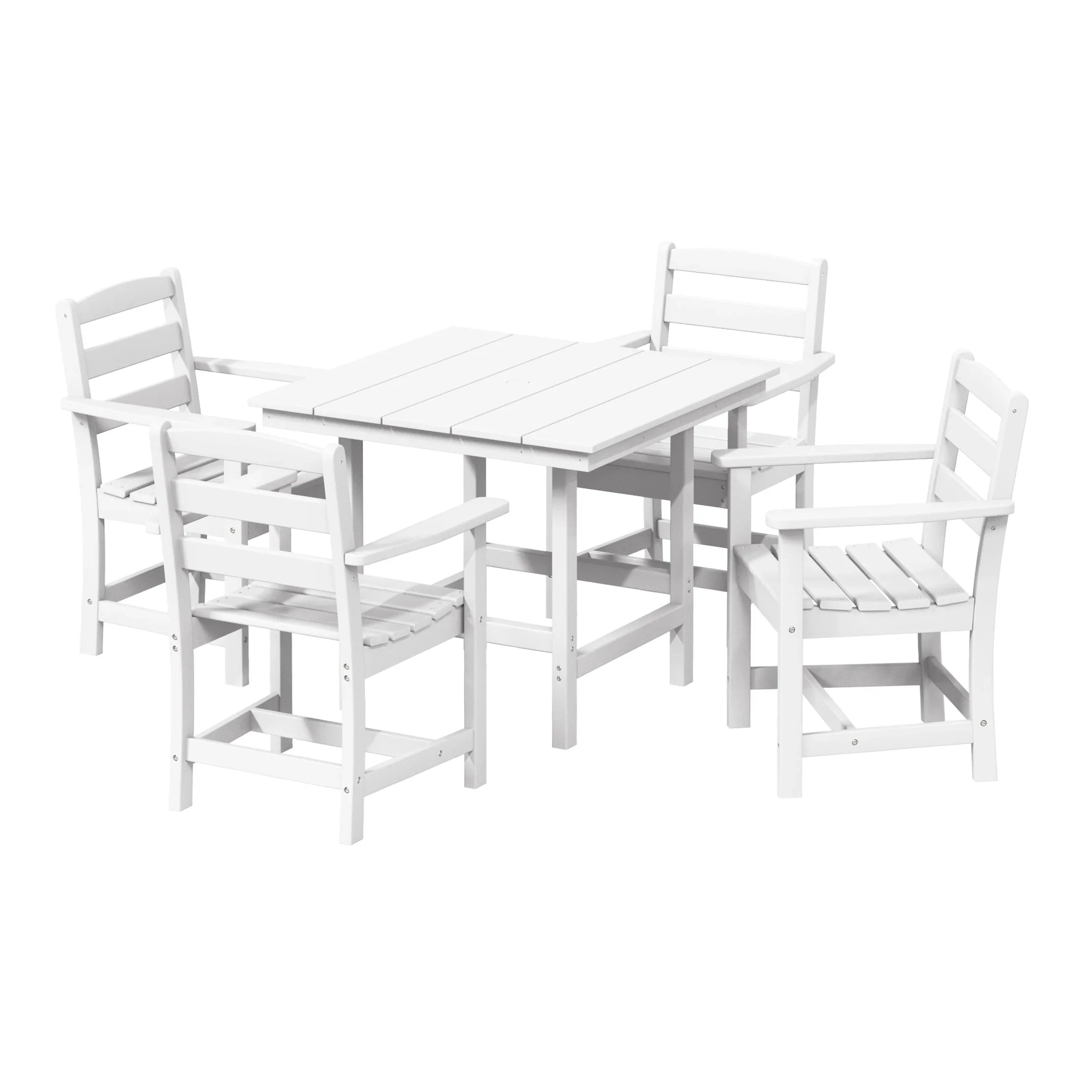 Palms 5-Piece HDPE Outdoor Square Patio Dining Table Set with Armchairs
