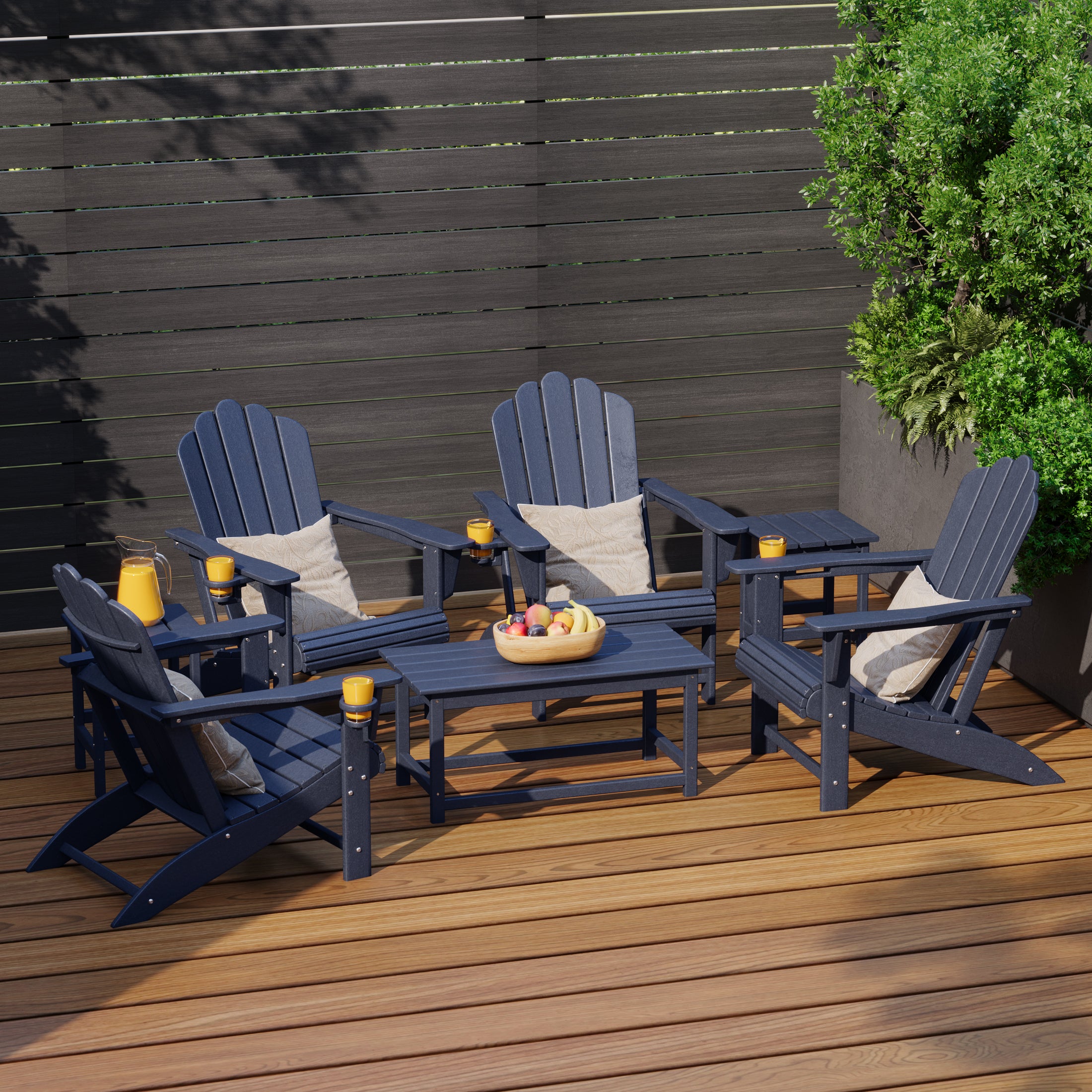 Lakeview 7-Piece HDPE Outdoor Patio Furniture Adirondack Conversation Set