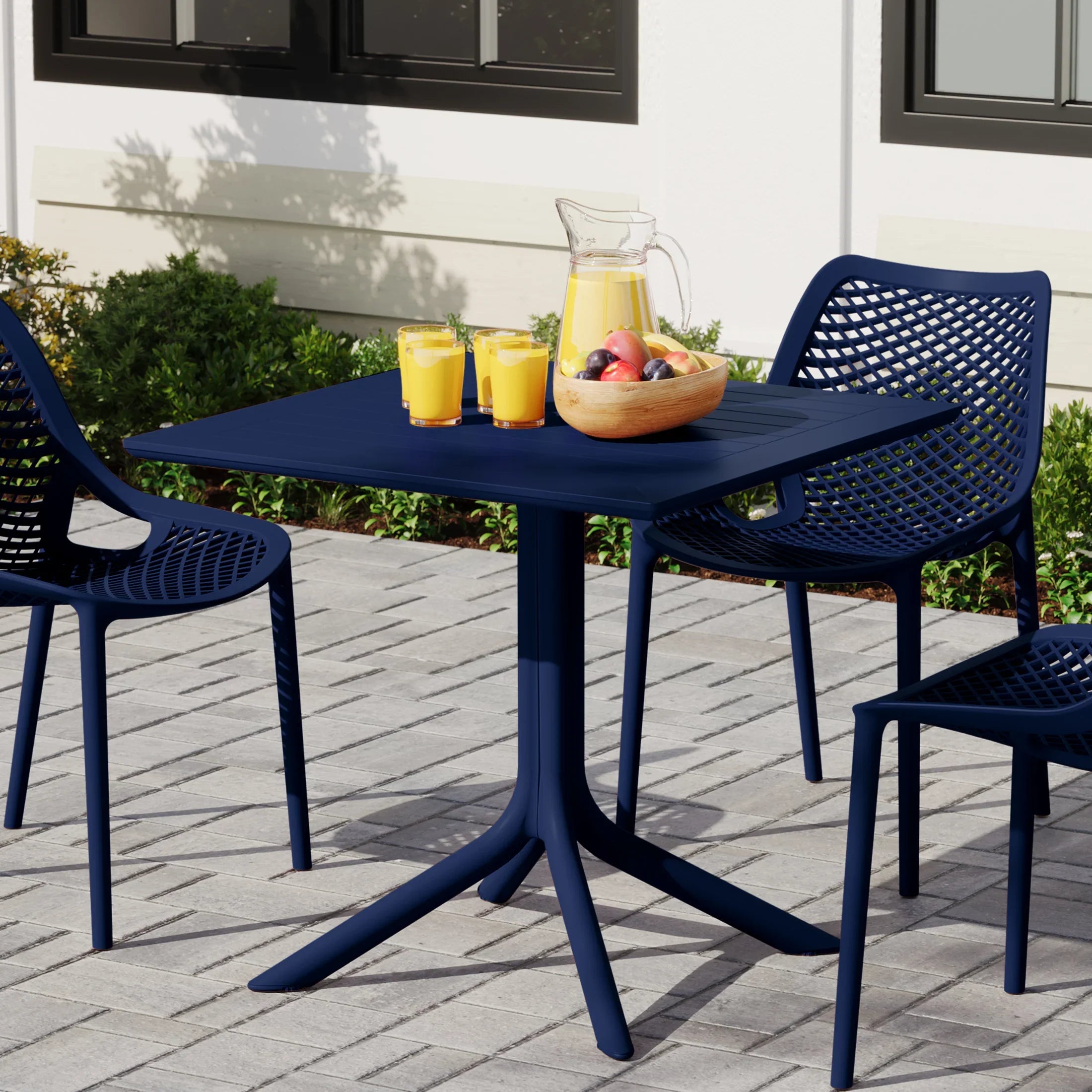 Sunshine 31.5" Square Outdoor Plastic Resin Patio Dining Table for 4