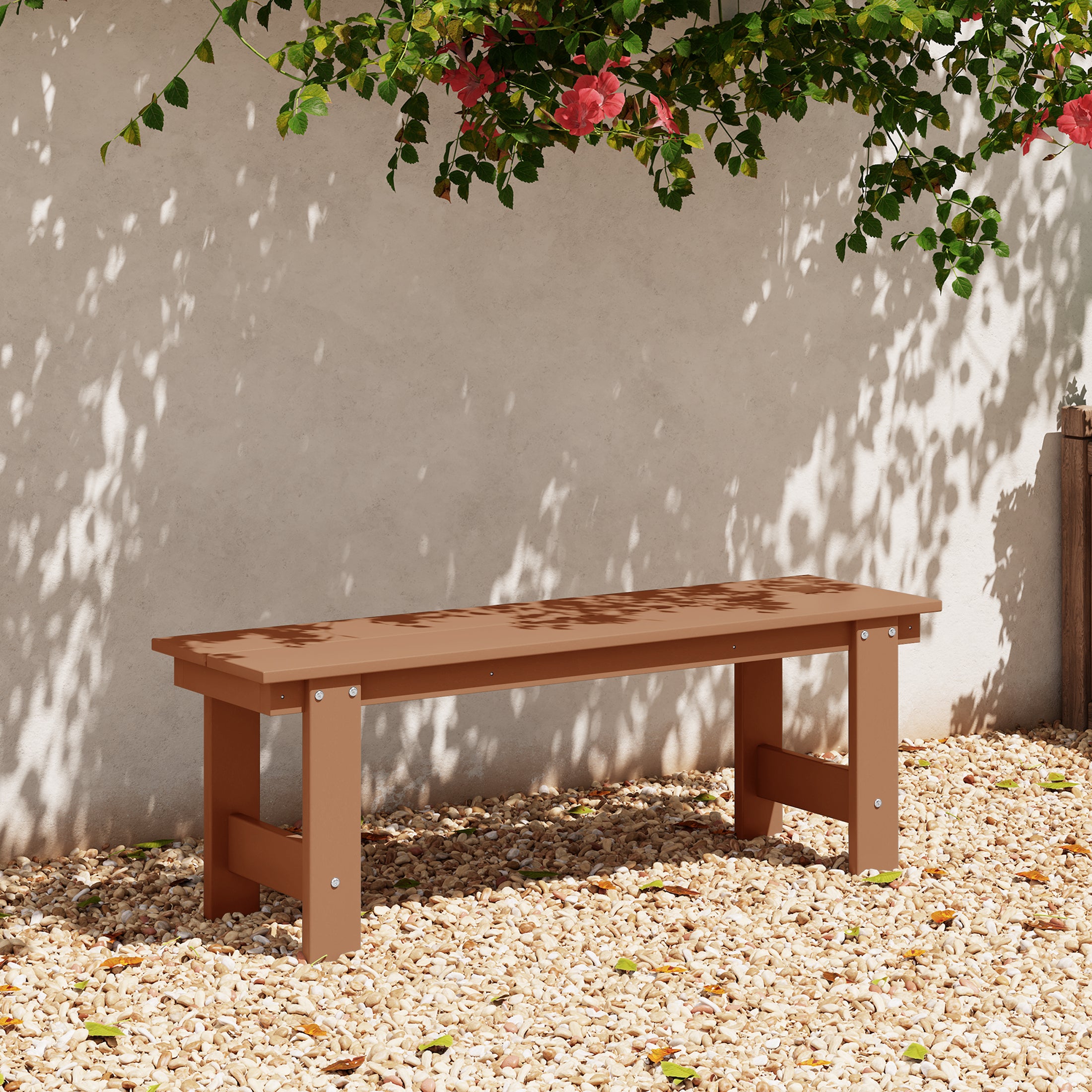 Palms Outdoor HDPE 48" Modern Backless Patio Bench