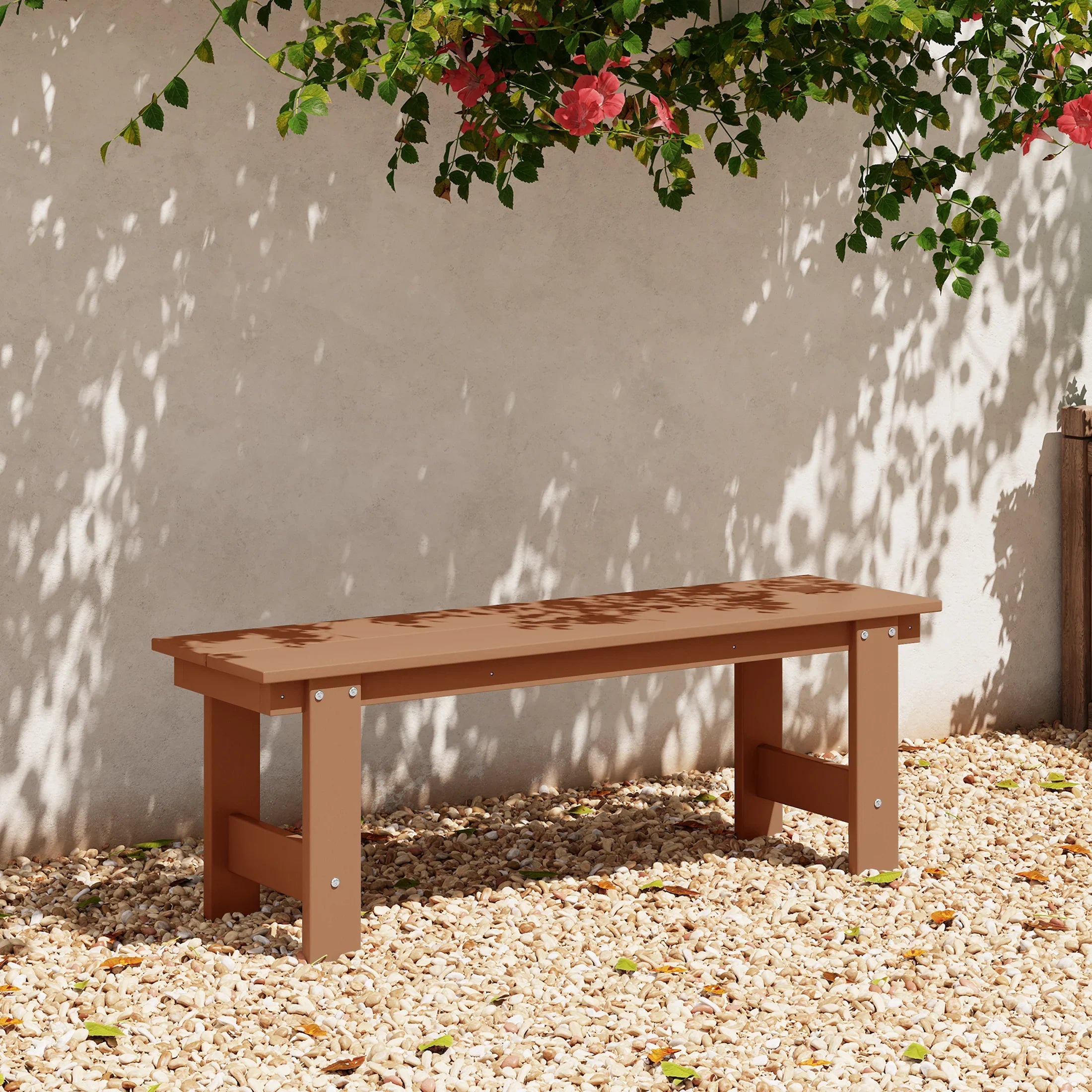 Palms Outdoor HDPE 48" Modern Backless Patio Bench