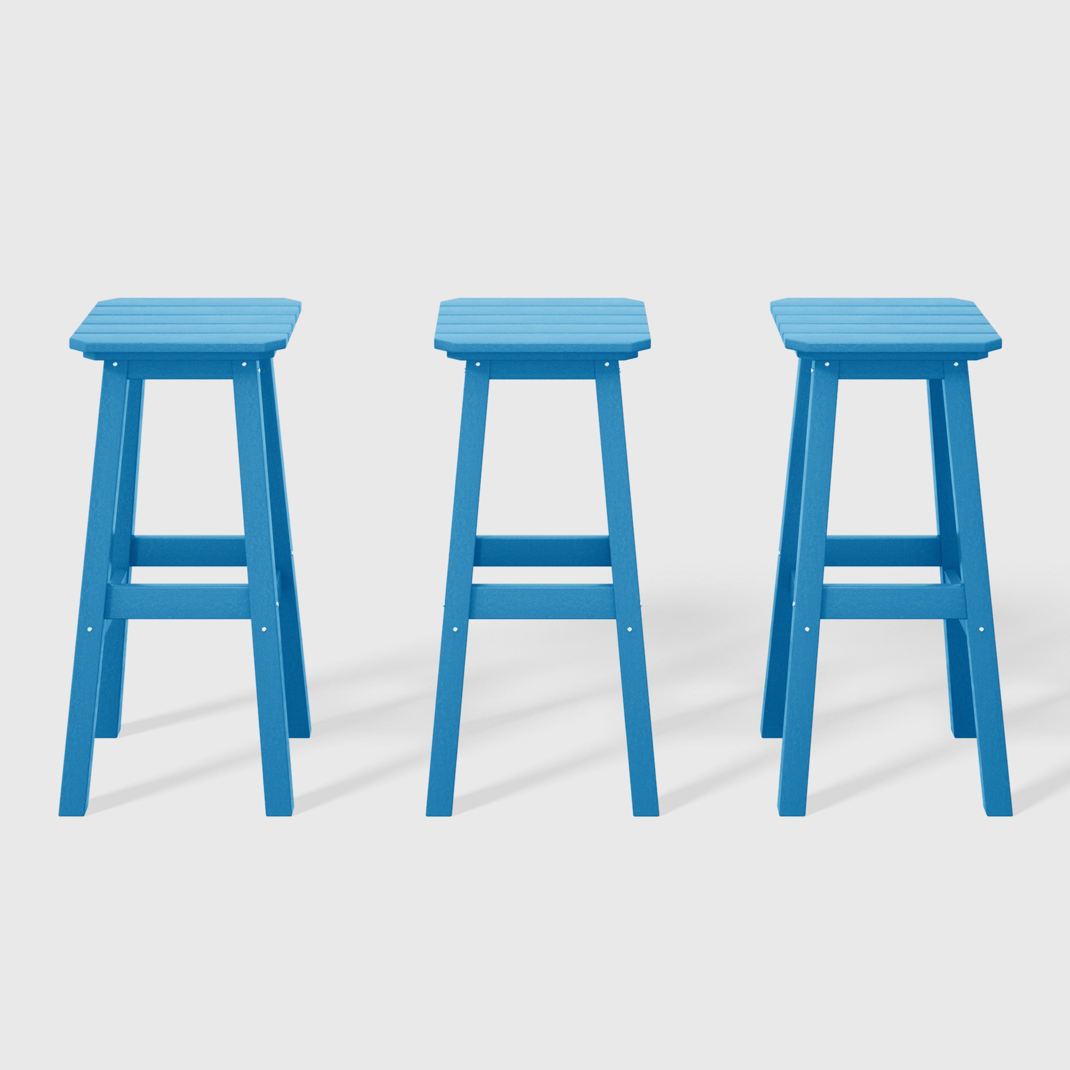 Paradise 29" HDPE Outdoor Patio Square Bar Stools (Set of 3)