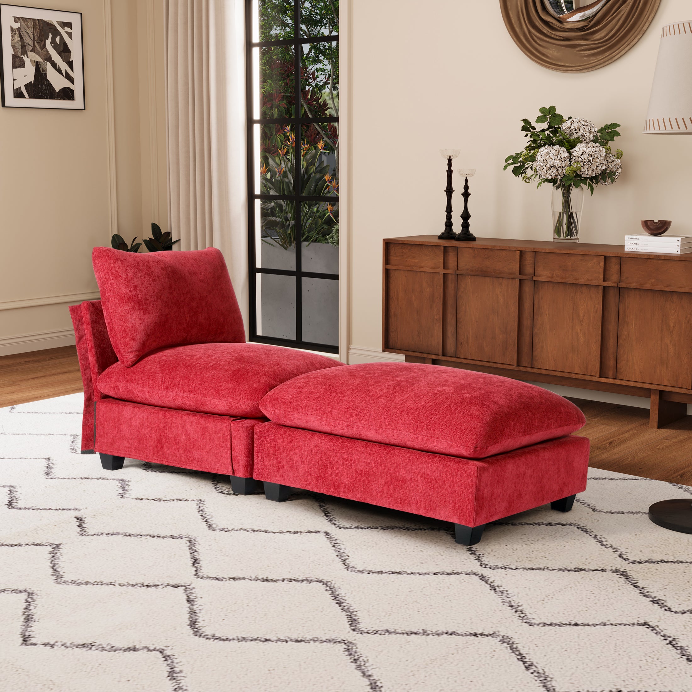 Springfield 68.5" Chenille Upholstered Indoor Chaise Lounge Chair