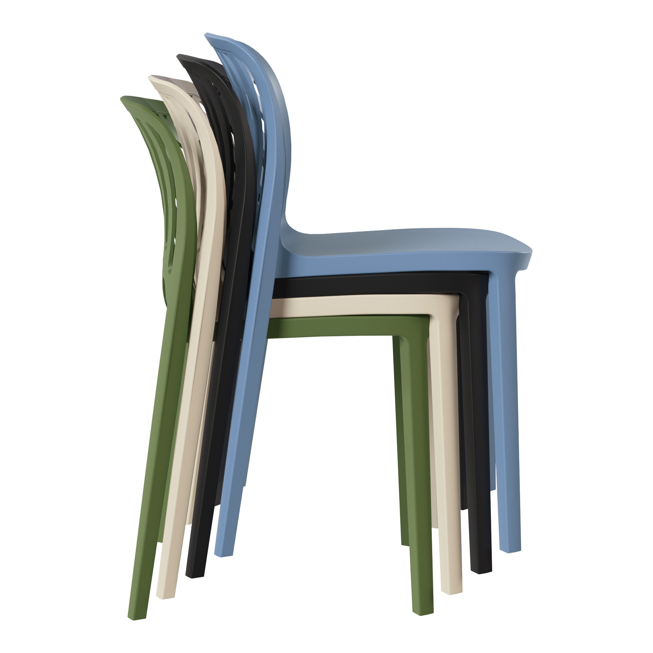 Sunshine Outdoor Modern Stackable Polypropylene Plastic Patio Bistro Dining Side Chairs (Set of 2)