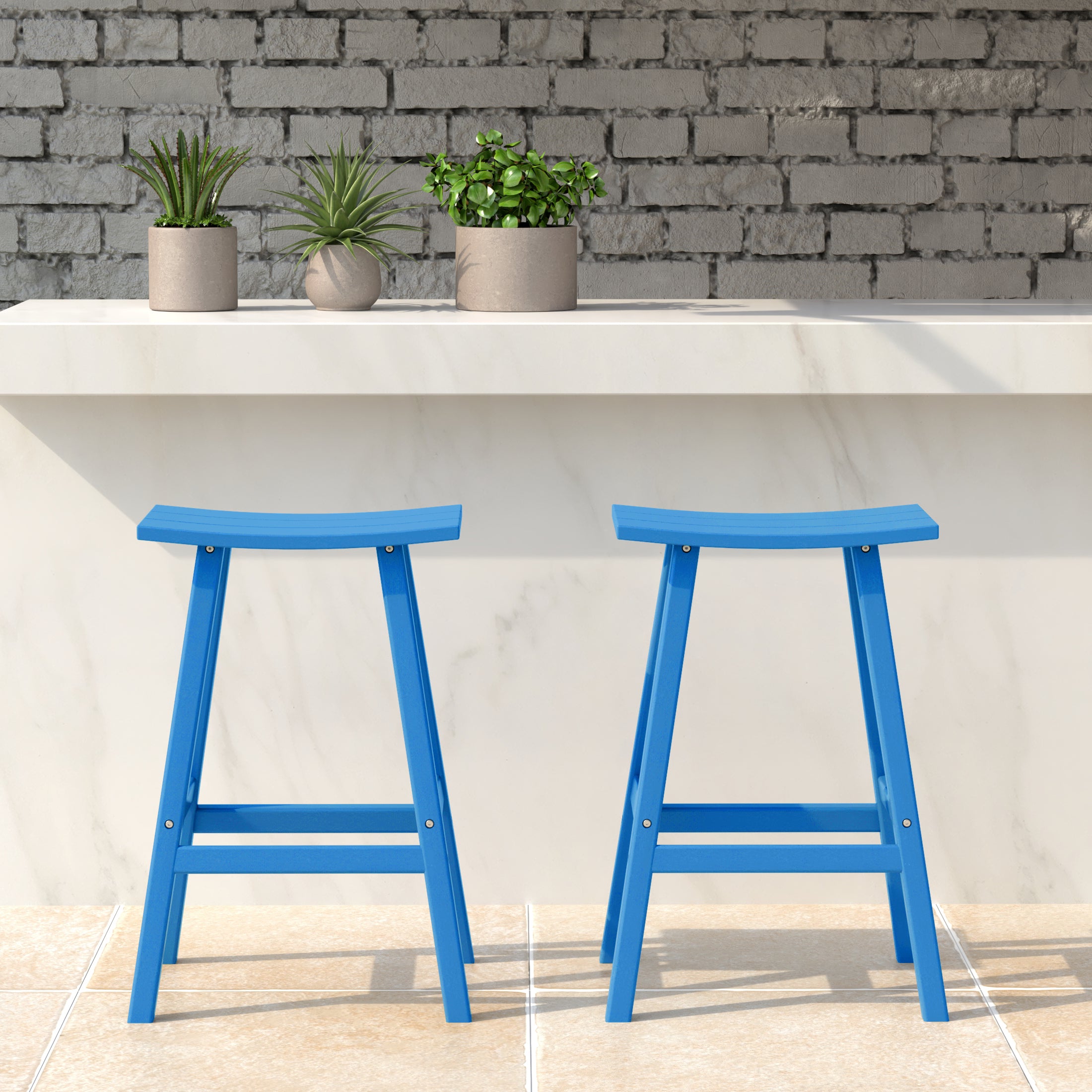 Paradise 24" HDPE Outdoor Patio Counter Height Bar Stools (Set of 2)