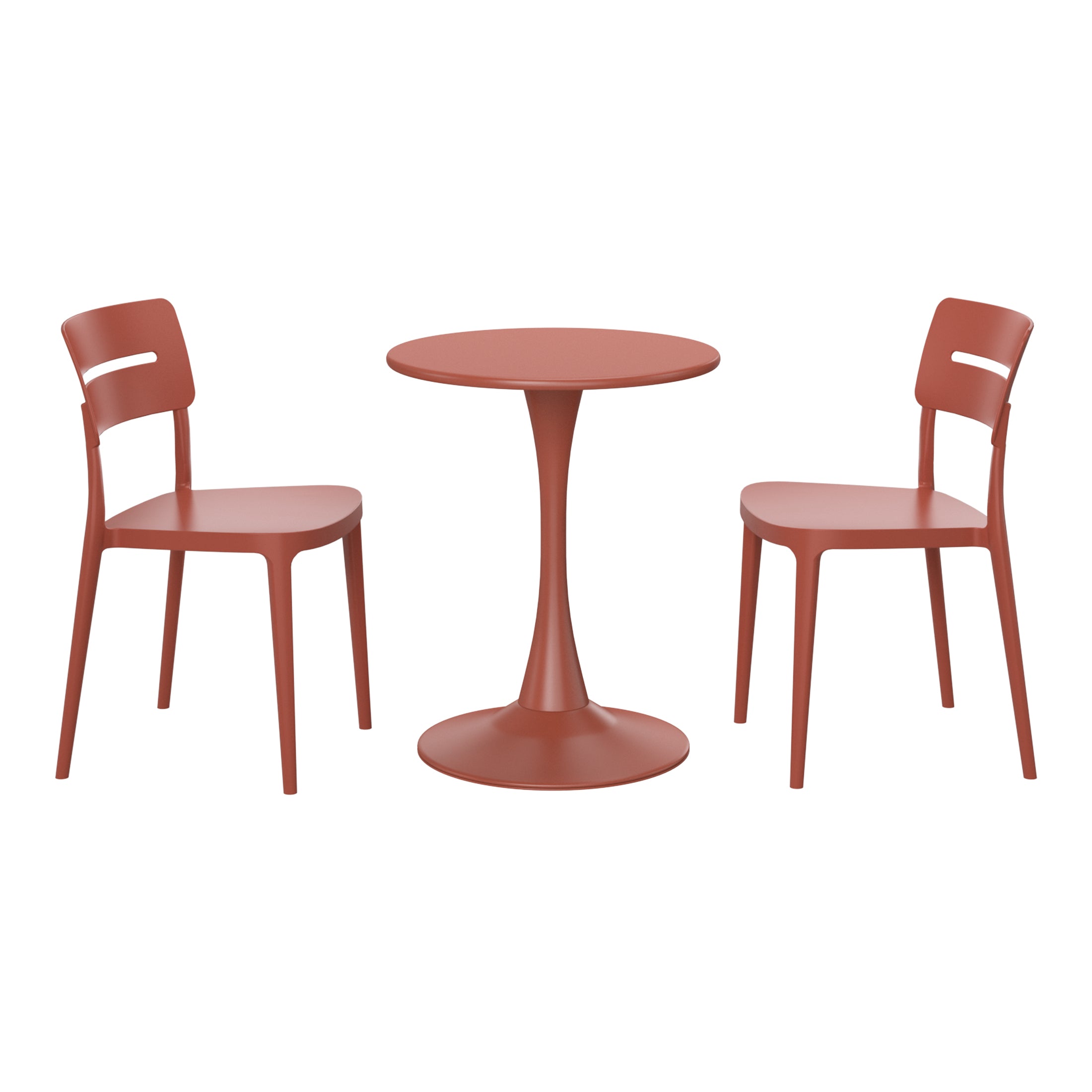 Sunshine 3-Piece Outdoor Round Metal Patio Dining Table Set With Stackable Patio Chairs