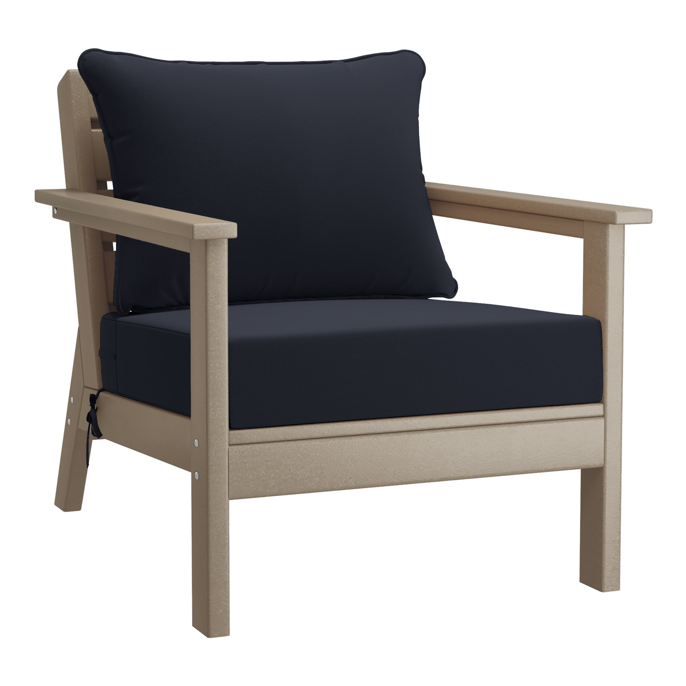 Portsmouth Outdoor Modern HDPE Patio Club Chairs with Deep Seat Cushions (Set of 2)