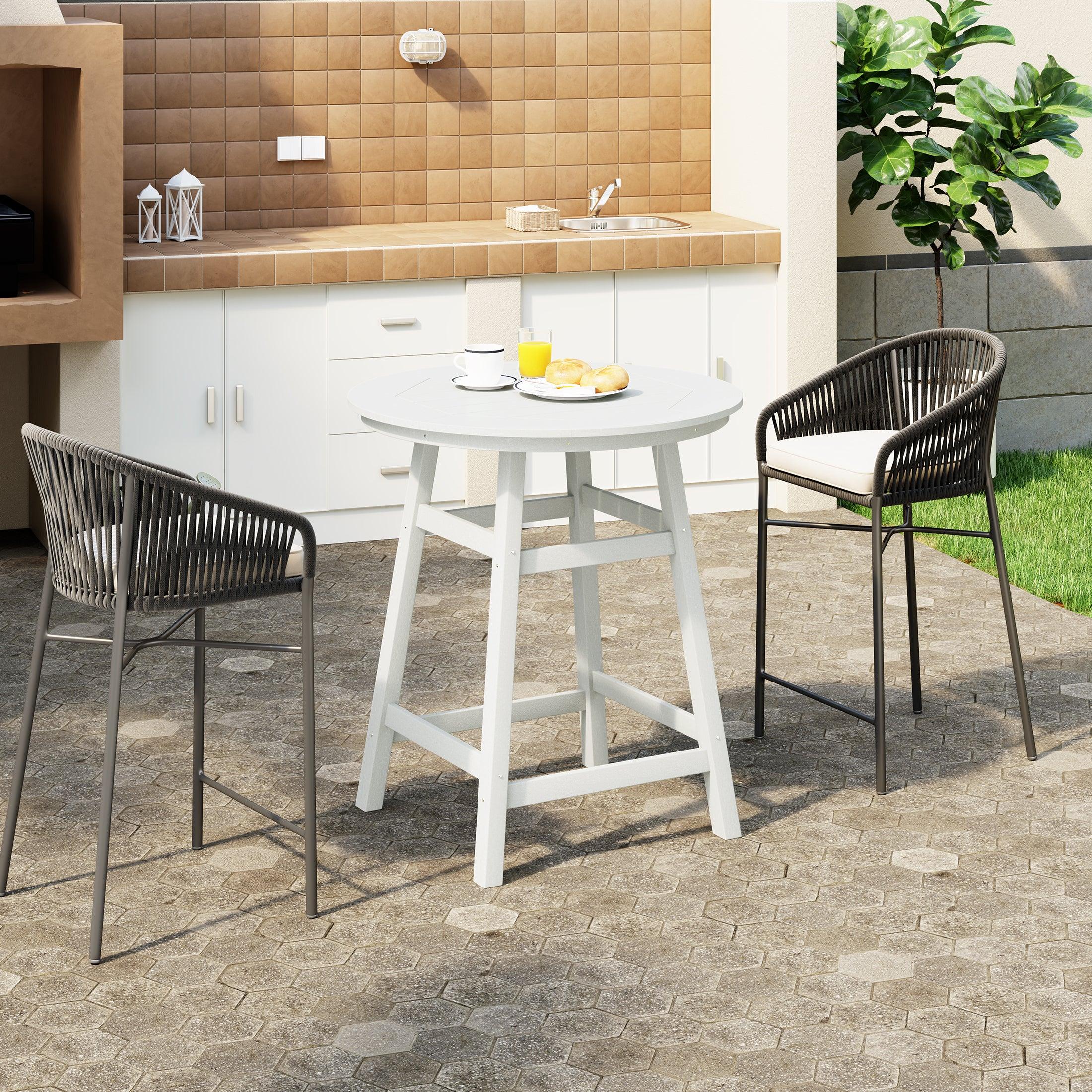 Paradise Outdoor 35" HDPE Round Patio Counter Height Bar Table