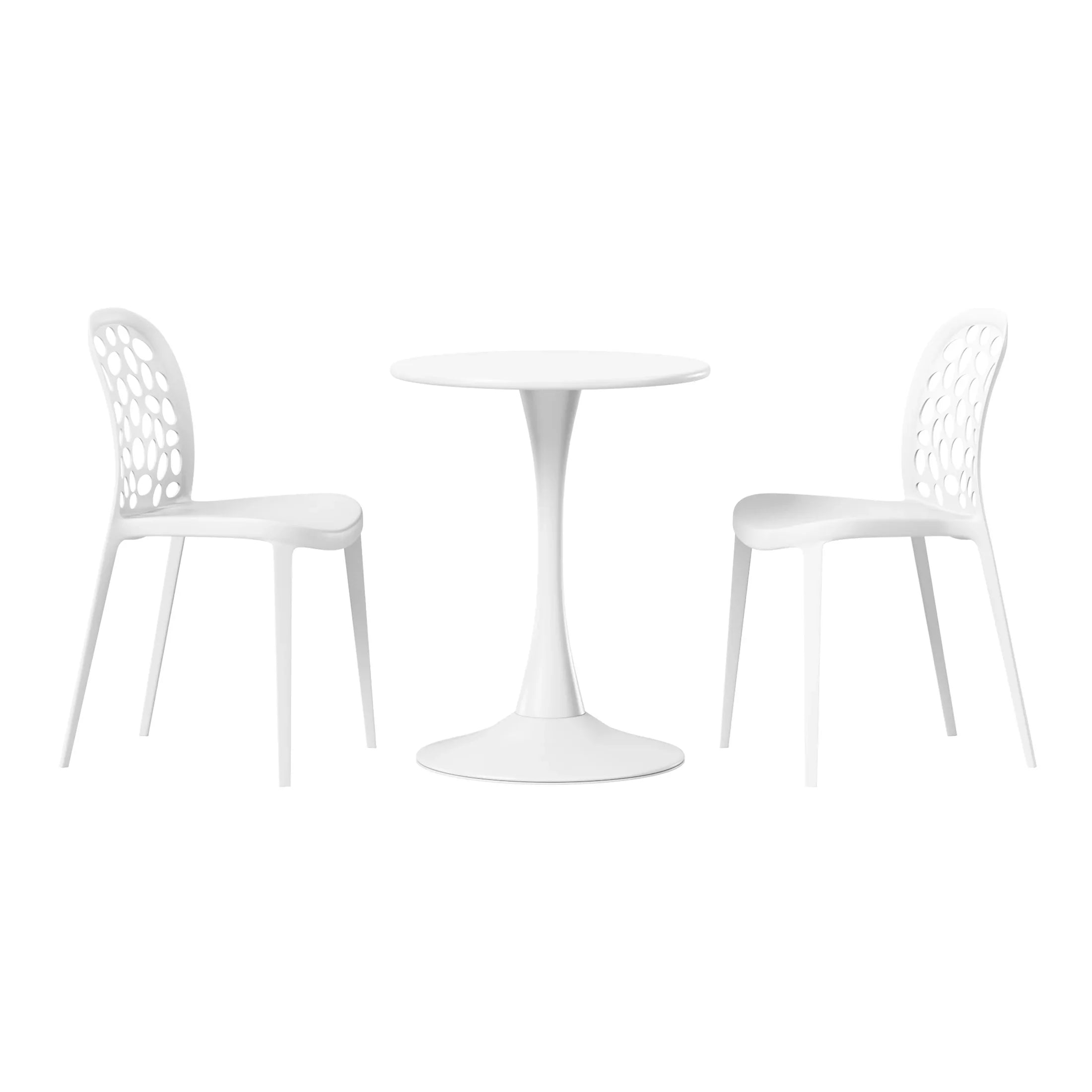 Sunshine 3-Piece Outdoor Indoor Metal Patio Dining Table Set With Stackable Polypropylene Patio Side Chairs