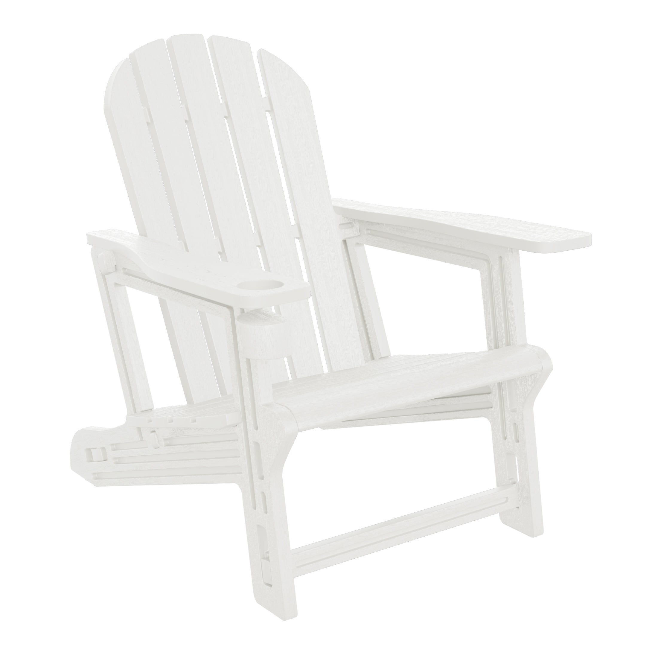 Cayman Tool-Free Assembly Outdoor Patio HDPE Plastic Adirondack Chair with Cup Holder (Set of 2)