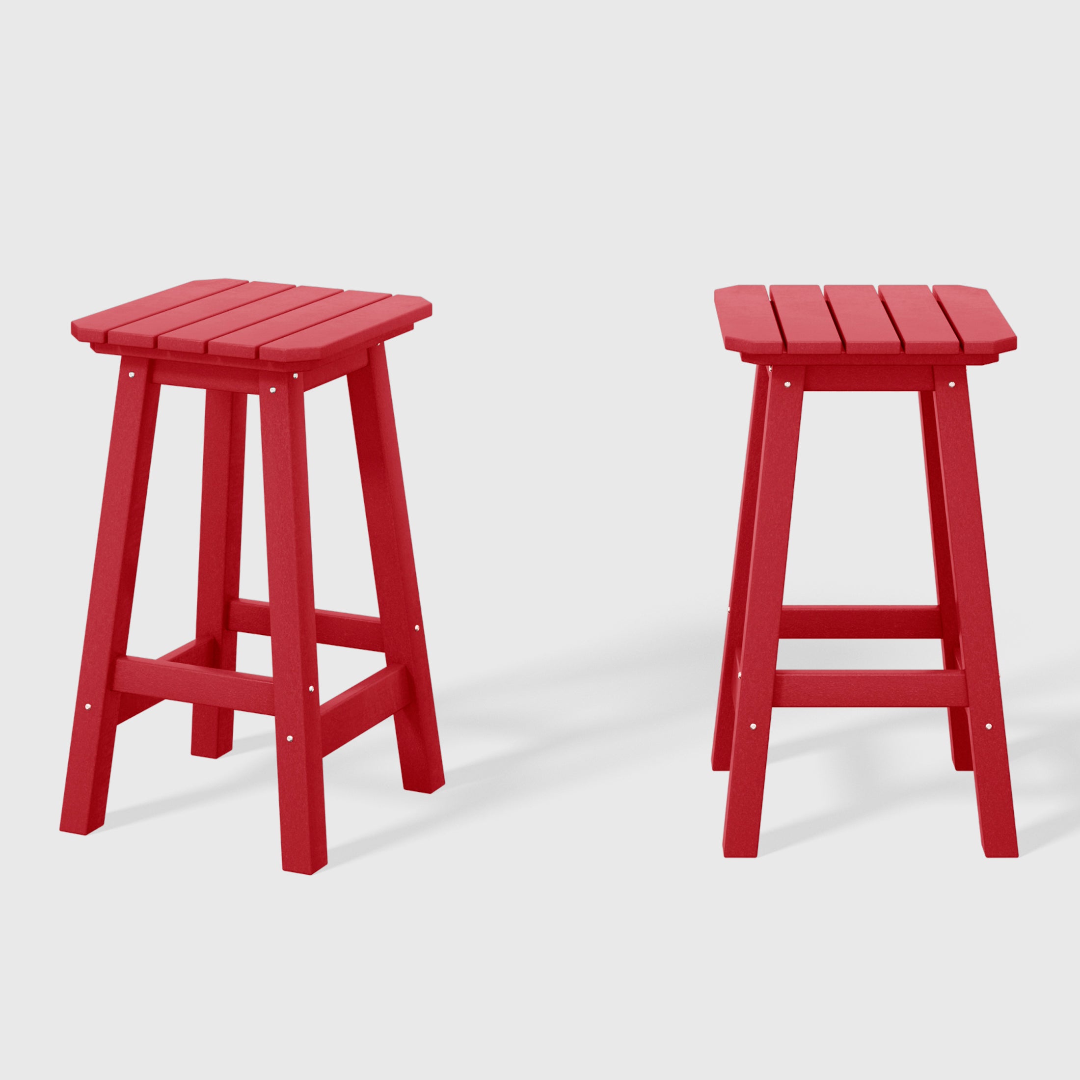 Paradise 24" HDPE Outdoor Patio Counter High Backless Square Bar Stools Set of 2