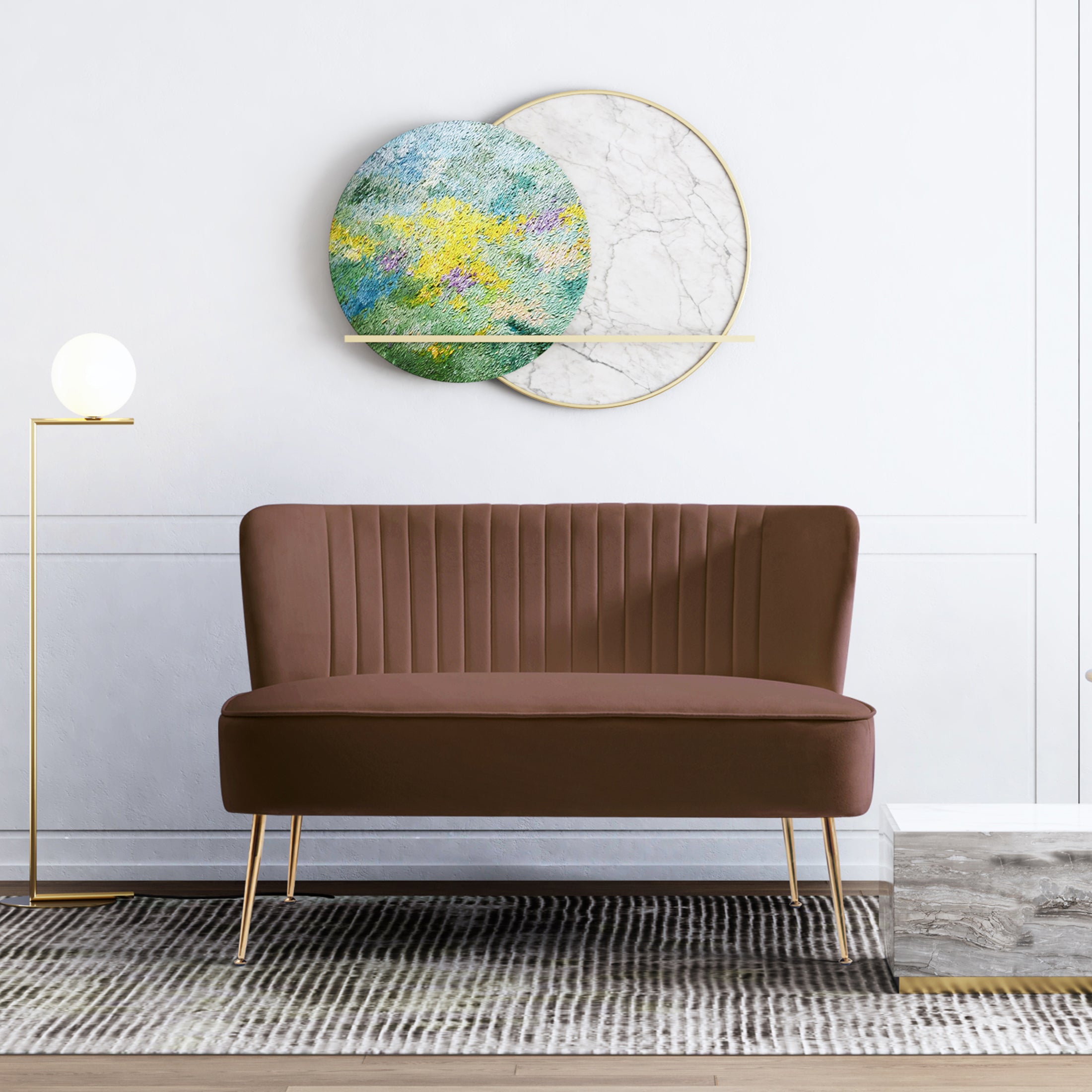 Alaia 46" Wide Upholstered Velvet Love Seat Sofa