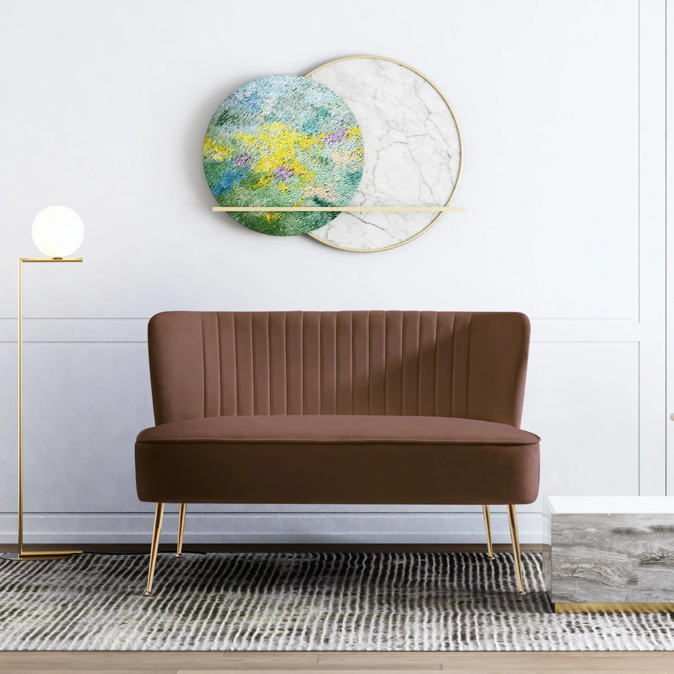 Alaia 46" Wide Upholstered Velvet Love Seat Sofa