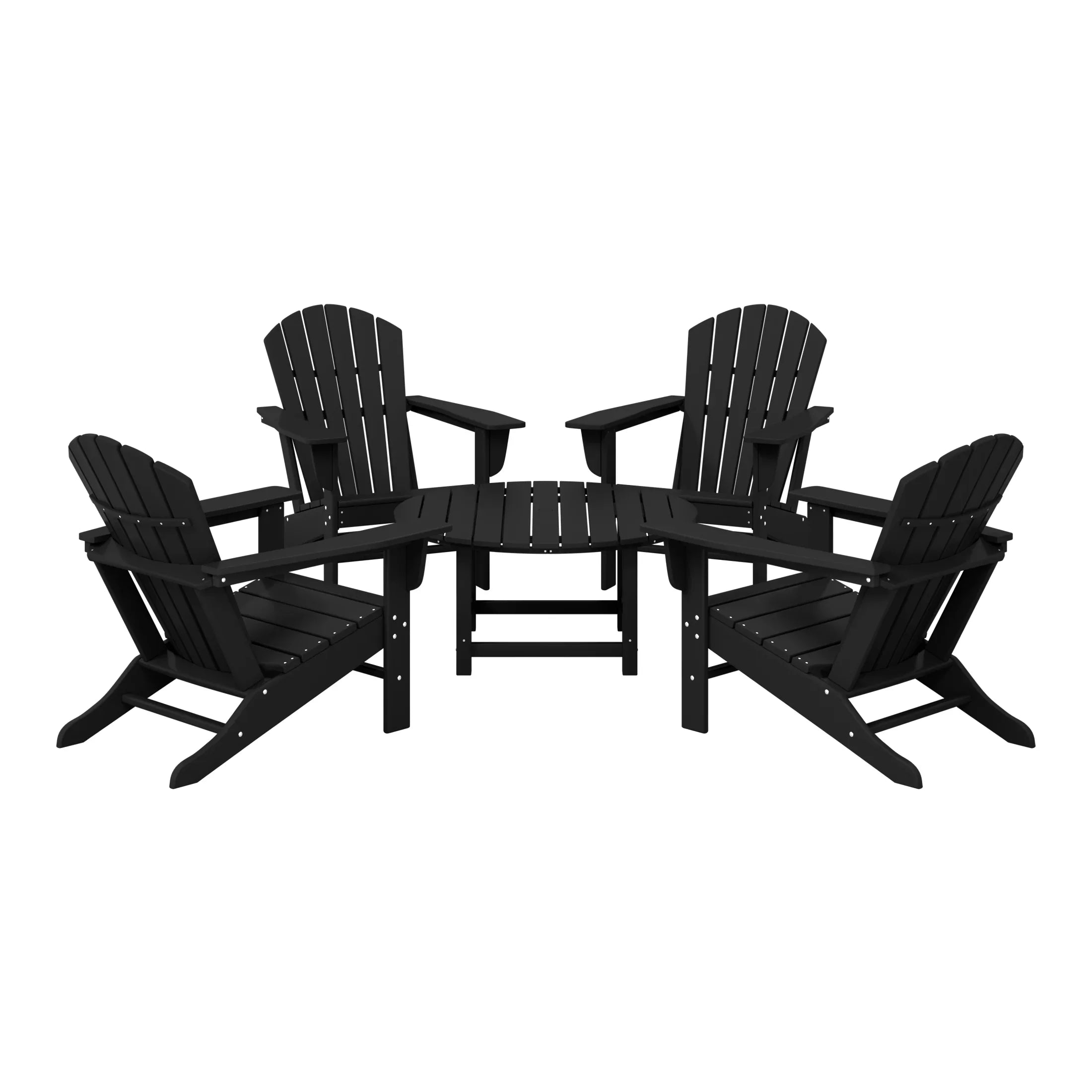 Portside 5-Piece Outdoor Patio HDPE Adirondack Chair With Round Coffee Table Conversation Set