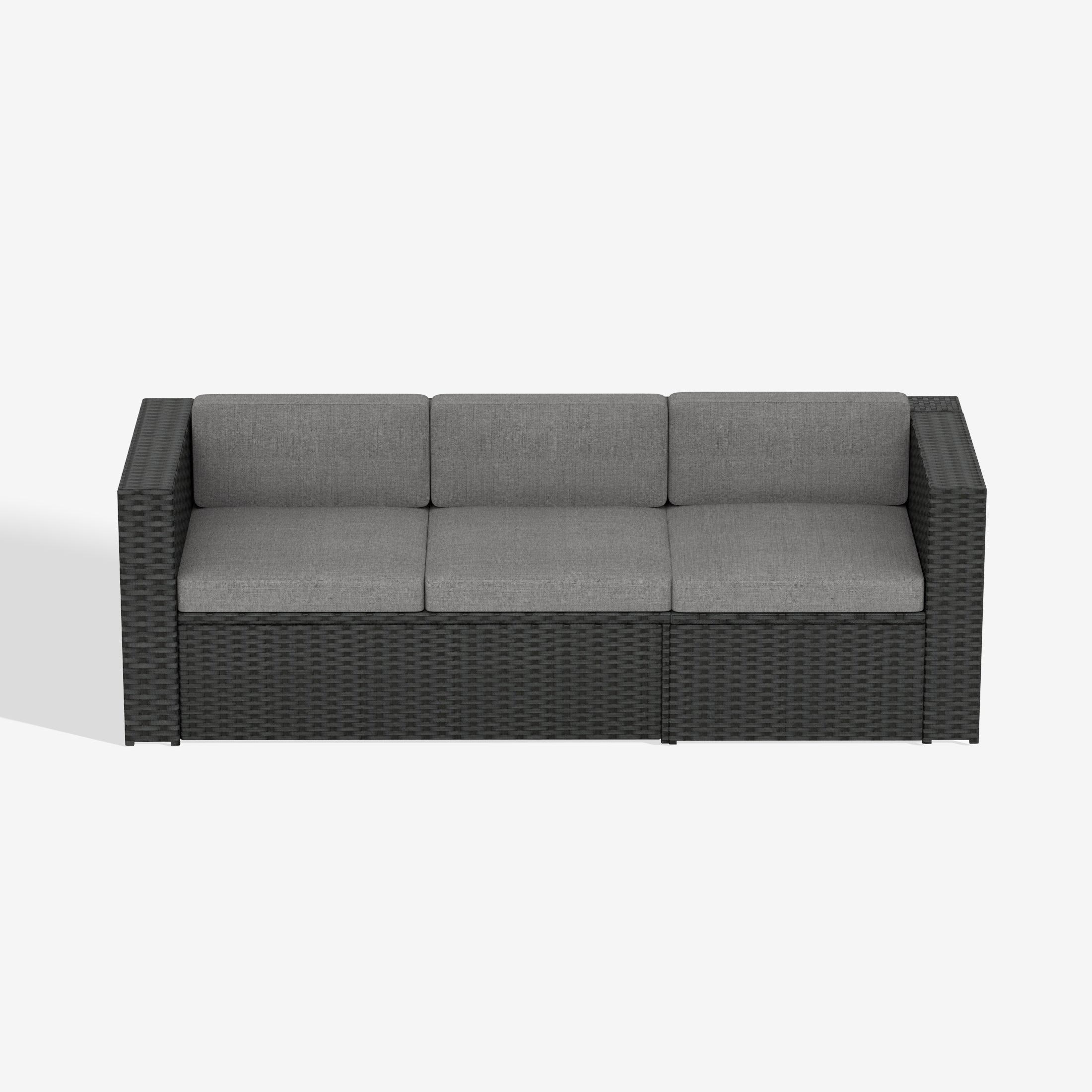Stonewood 82" Wide Outdoor Rattan Wicker Patio Sofa with Cushions