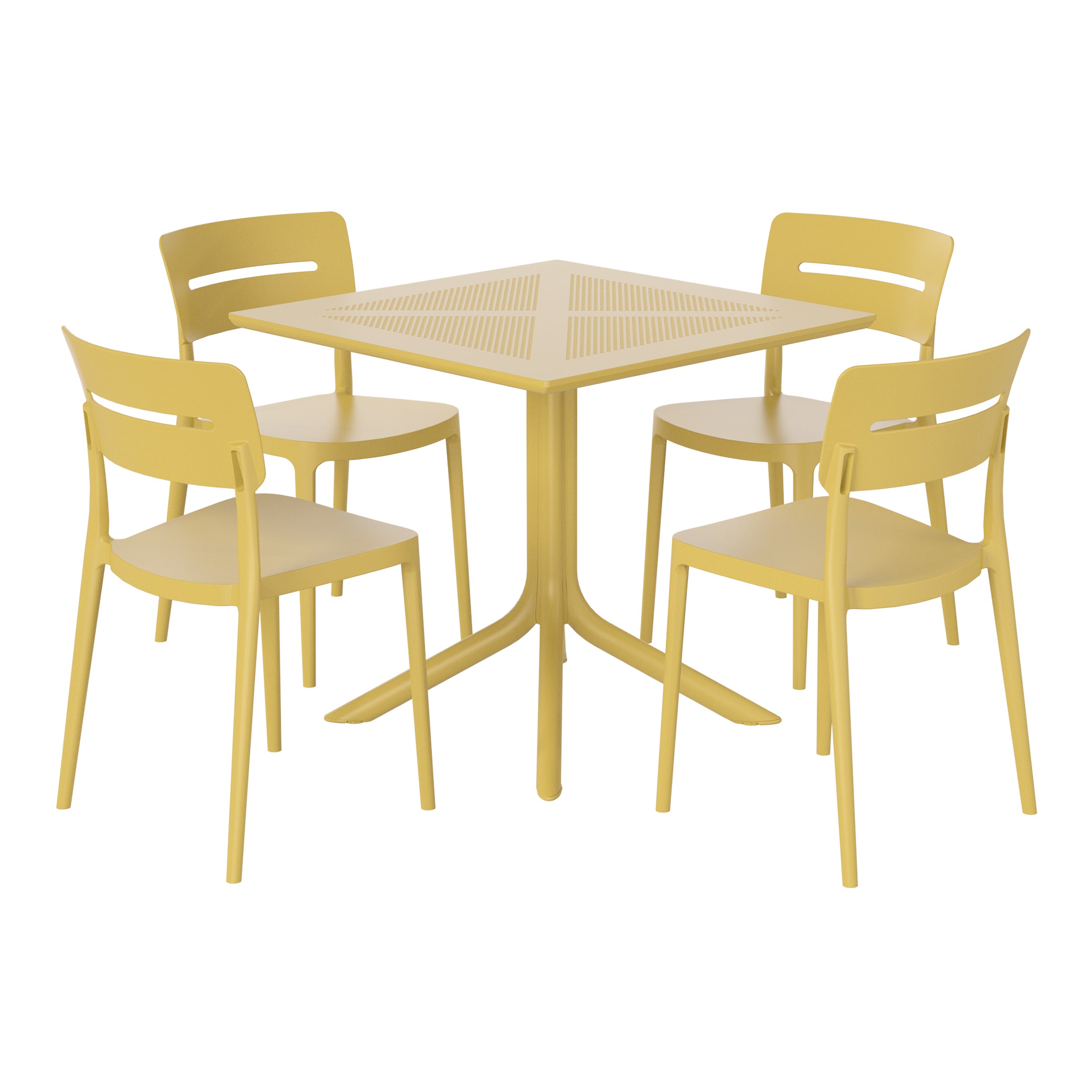 Sunshine Modern 5-Piece Resin Patio Dining Table Set with Stackable Patio Dining Chairs