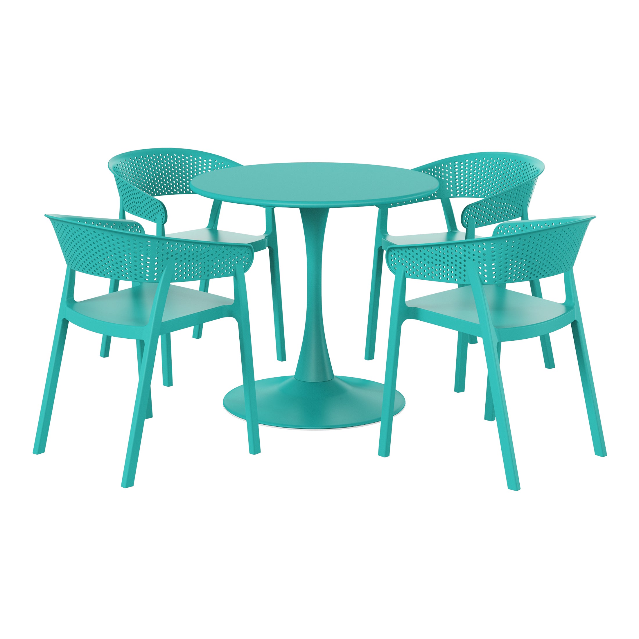 Sunshine 5-Piece Indoor Outdoor Metal Patio Dining Table Set With Stackable Patio Chairs