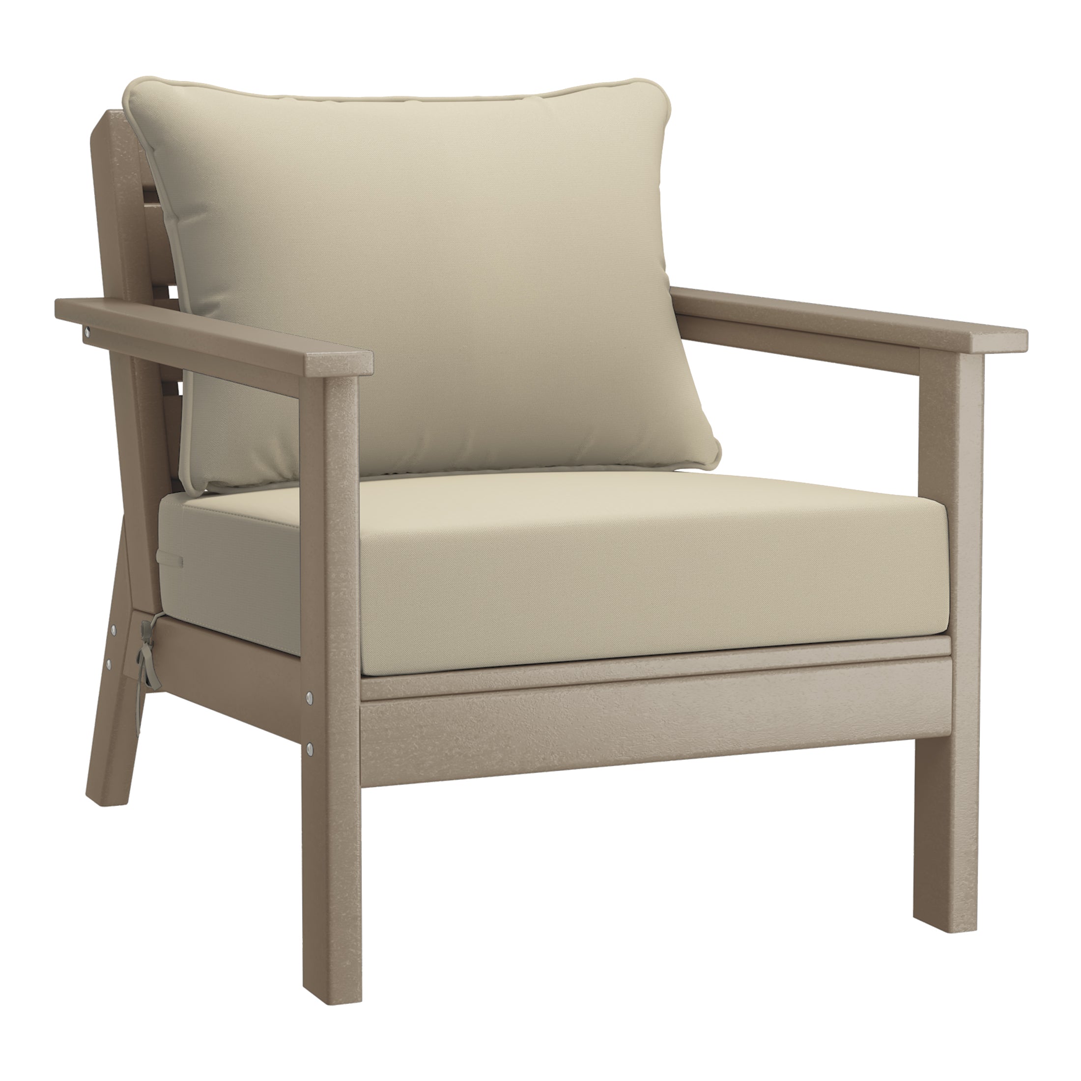 Portsmouth Outdoor Modern HDPE Patio Club Chairs with Deep Seat Cushions (Set of 2)