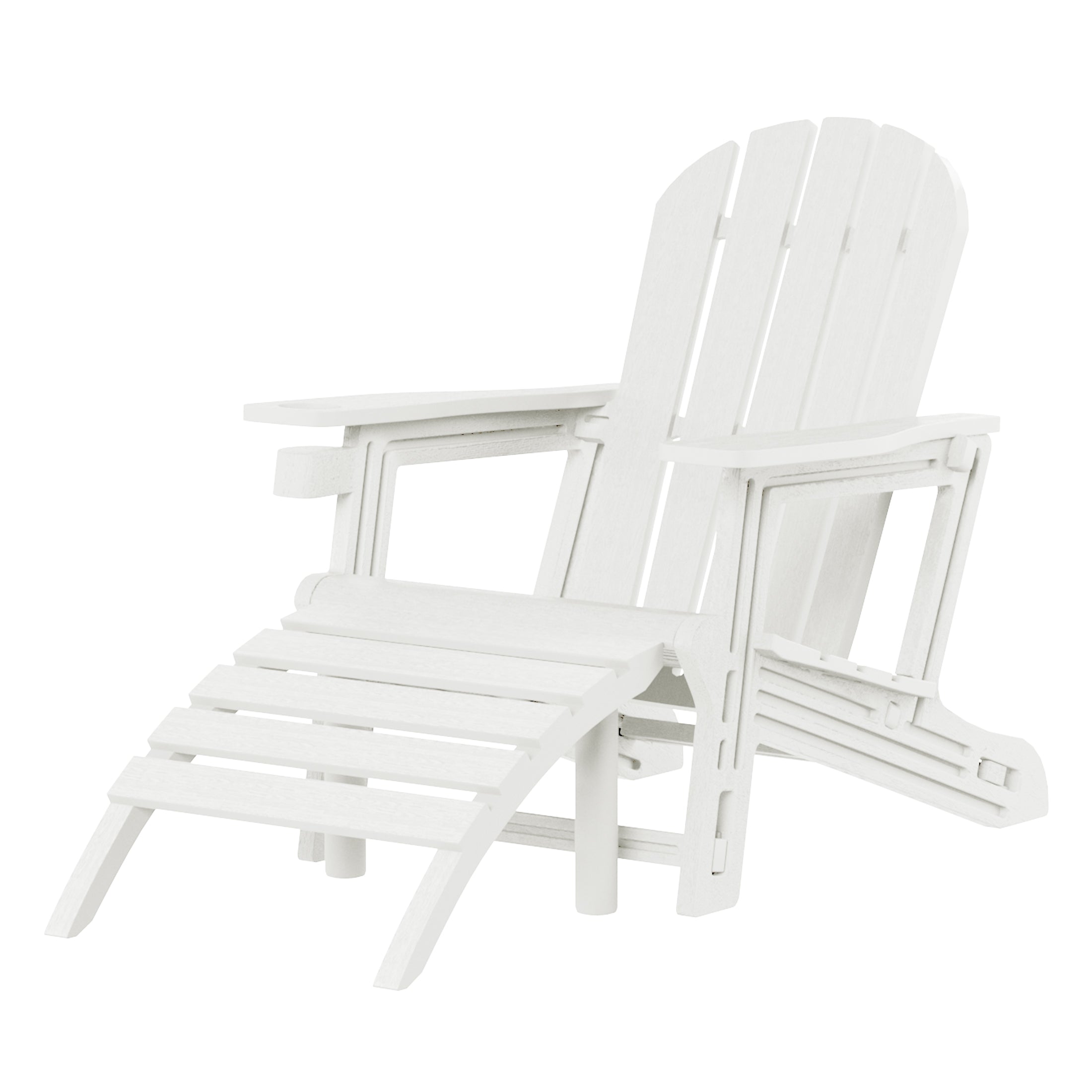 Cayman No-Tools Outdoor HDPE Patio Adirondack Chair with Patio Ottoman