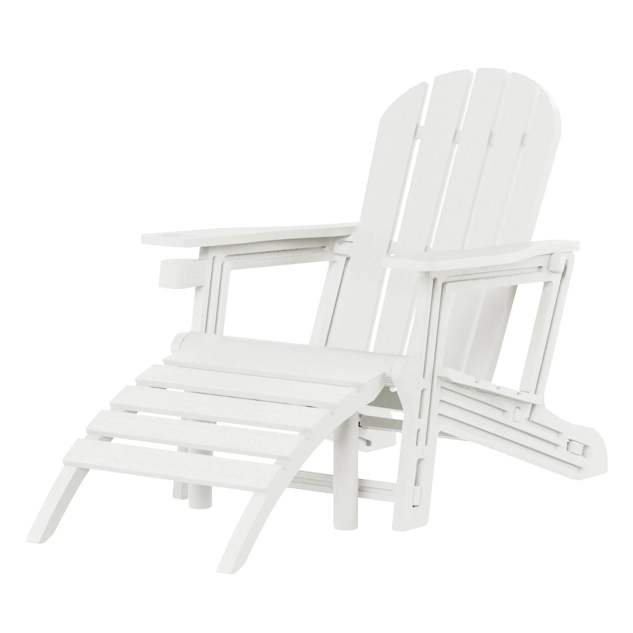 Cayman No-Tools Outdoor HDPE Patio Adirondack Chair with Patio Ottoman