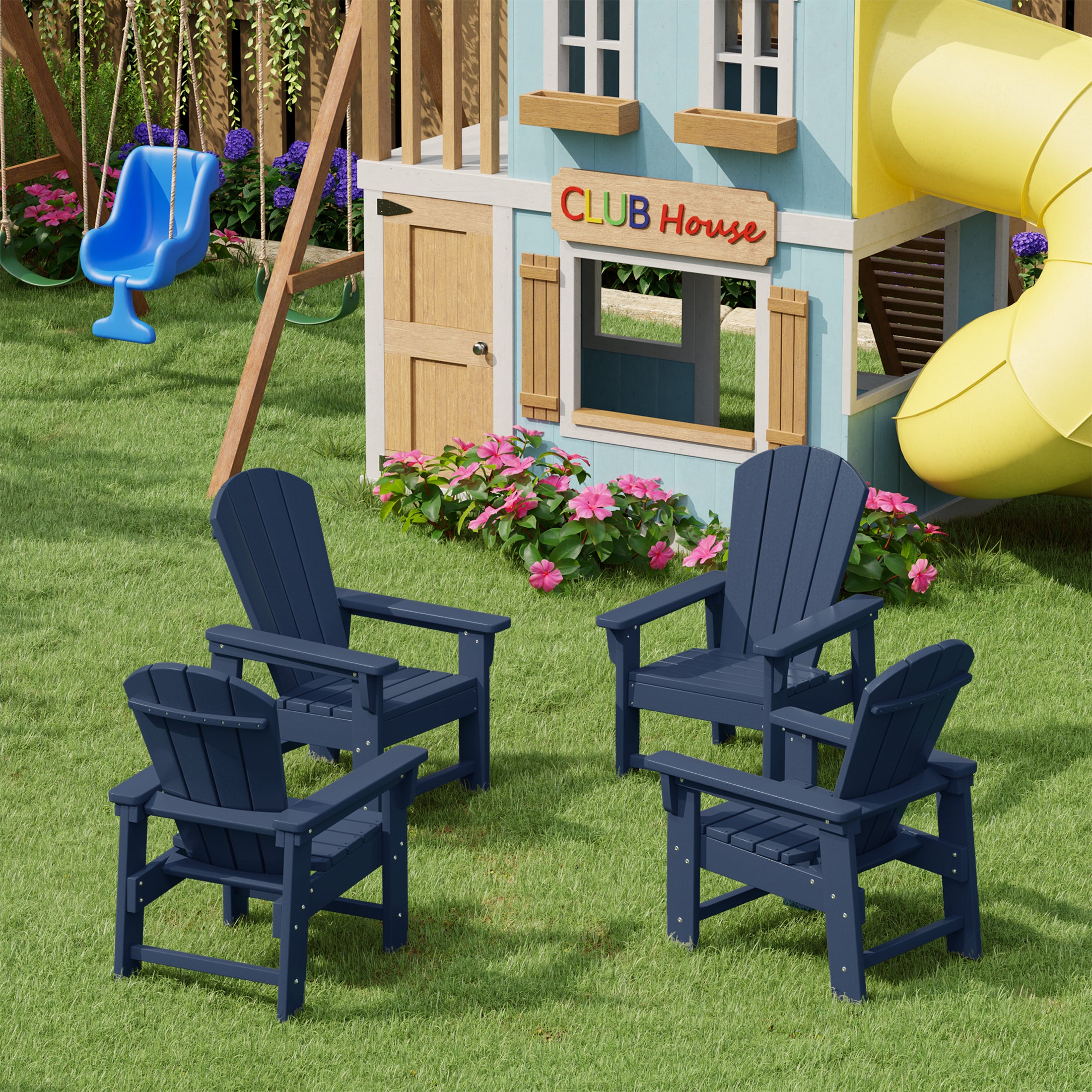 Paradise Kids Outdoor Adirondack Plastic Patio Chair (Set of 4)