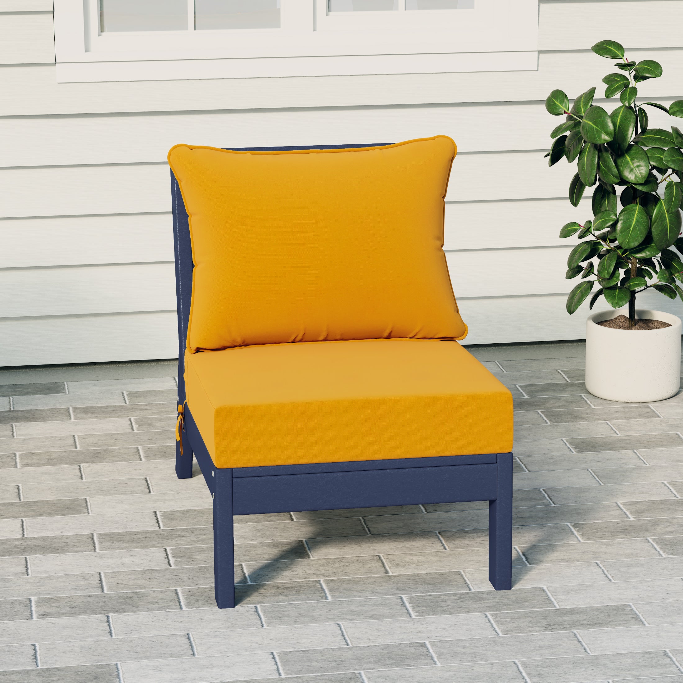 Portsmouth Outdoor HDPE Deep Seating Modular Armless Patio Chair with Patio Cushions