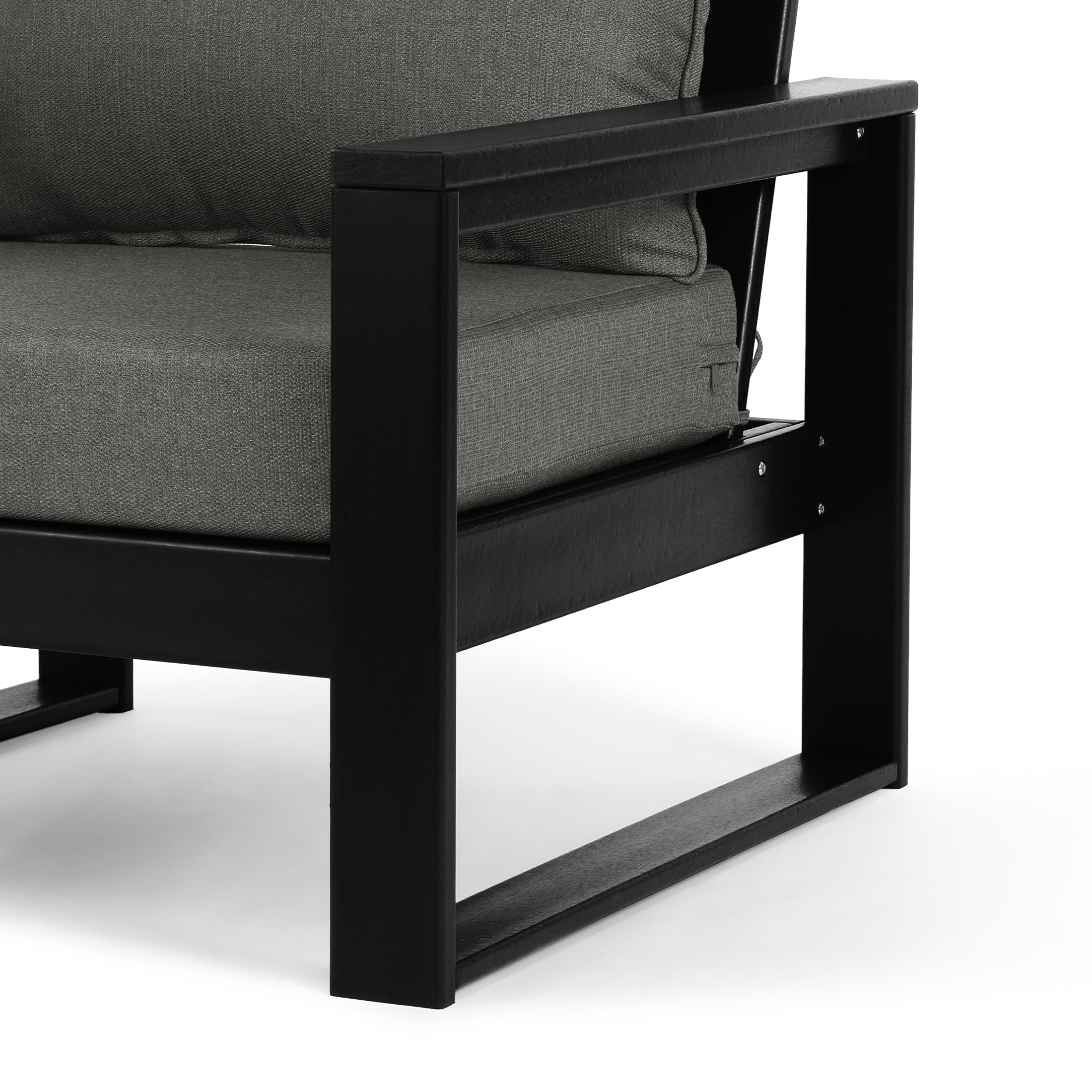 Rockaway Outdoor HDPE Left Arm Sectional Patio Corner Club Chair with Patio Cushions