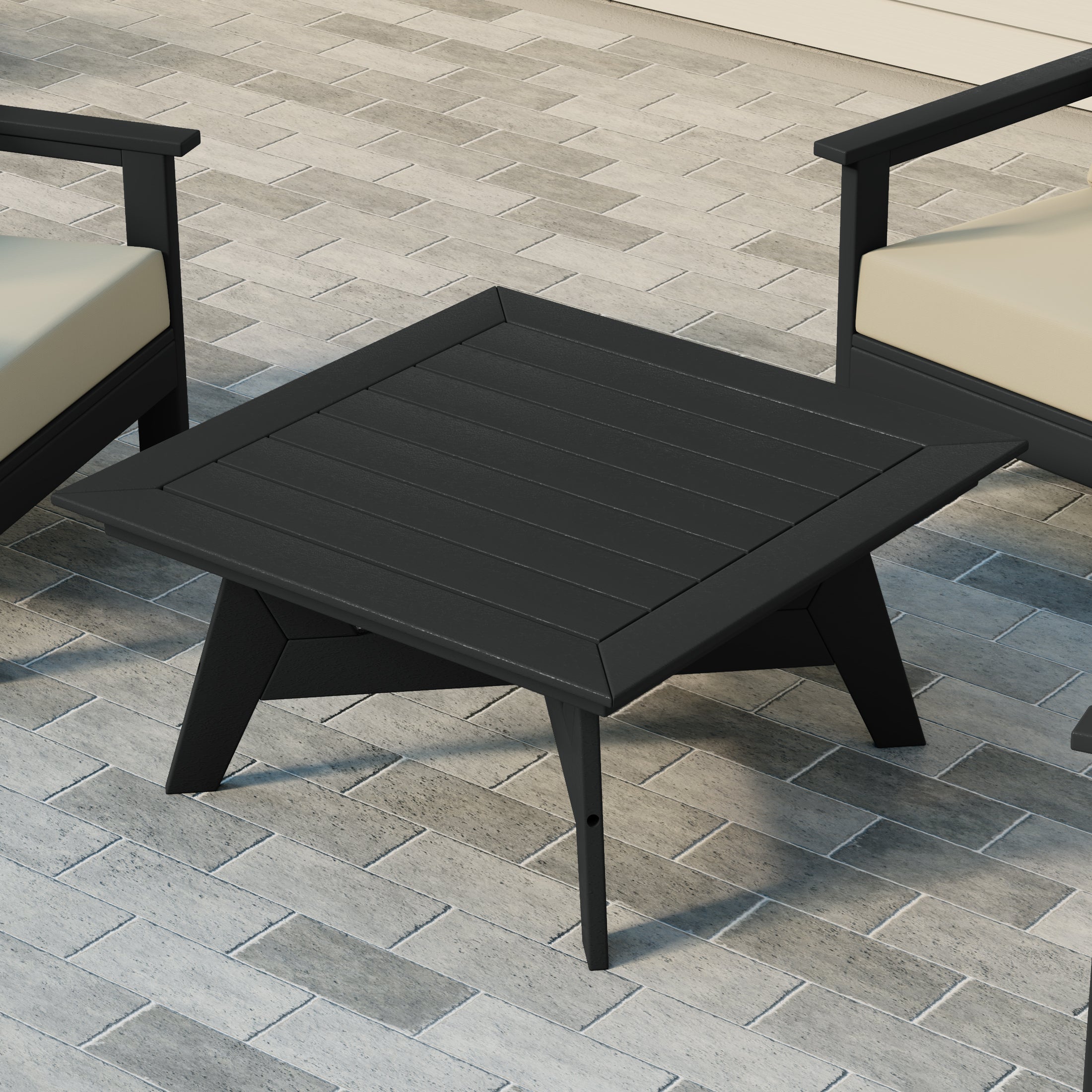 Portsmouth Modern Low Outdoor Patio Square HDPE Coffee Table