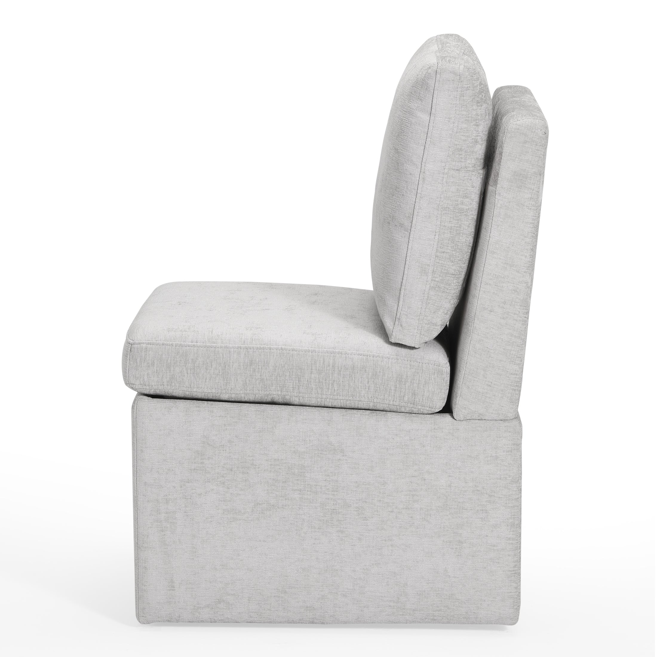 Danburry Modern Upholstered Chenille Armless Dining Chairs With Casters