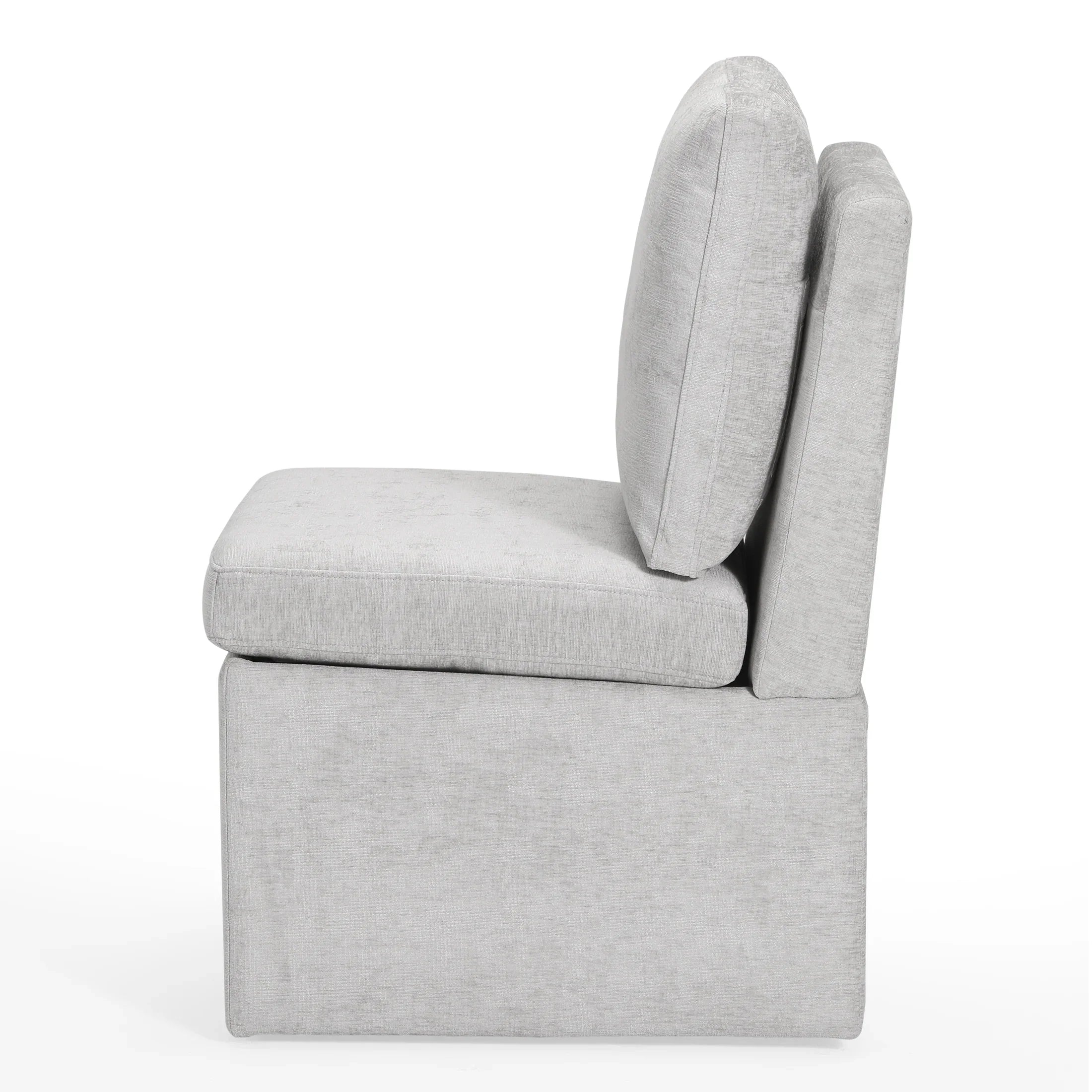 Danburry Modern Upholstered Chenille Armless Dining Chairs With Casters (Set of 4)