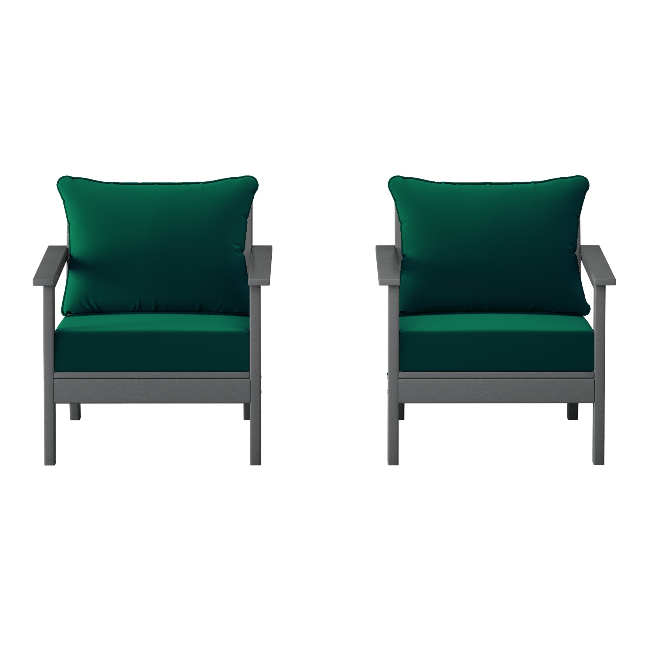 Portsmouth Outdoor Modern HDPE Patio Club Chairs with Deep Seat Cushions (Set of 2)