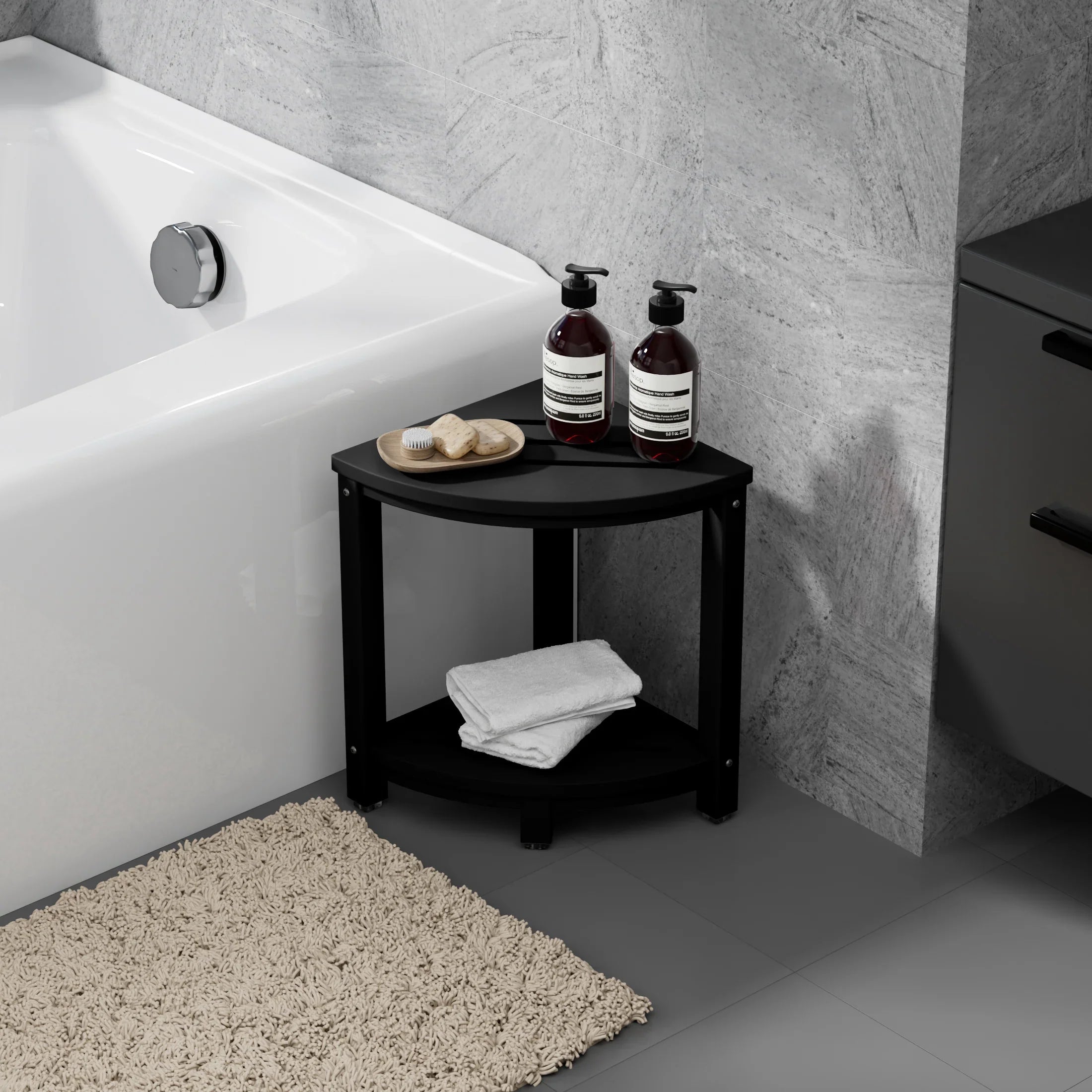 Ventura HDPE Plastic Waterproof Shower Corner Bench