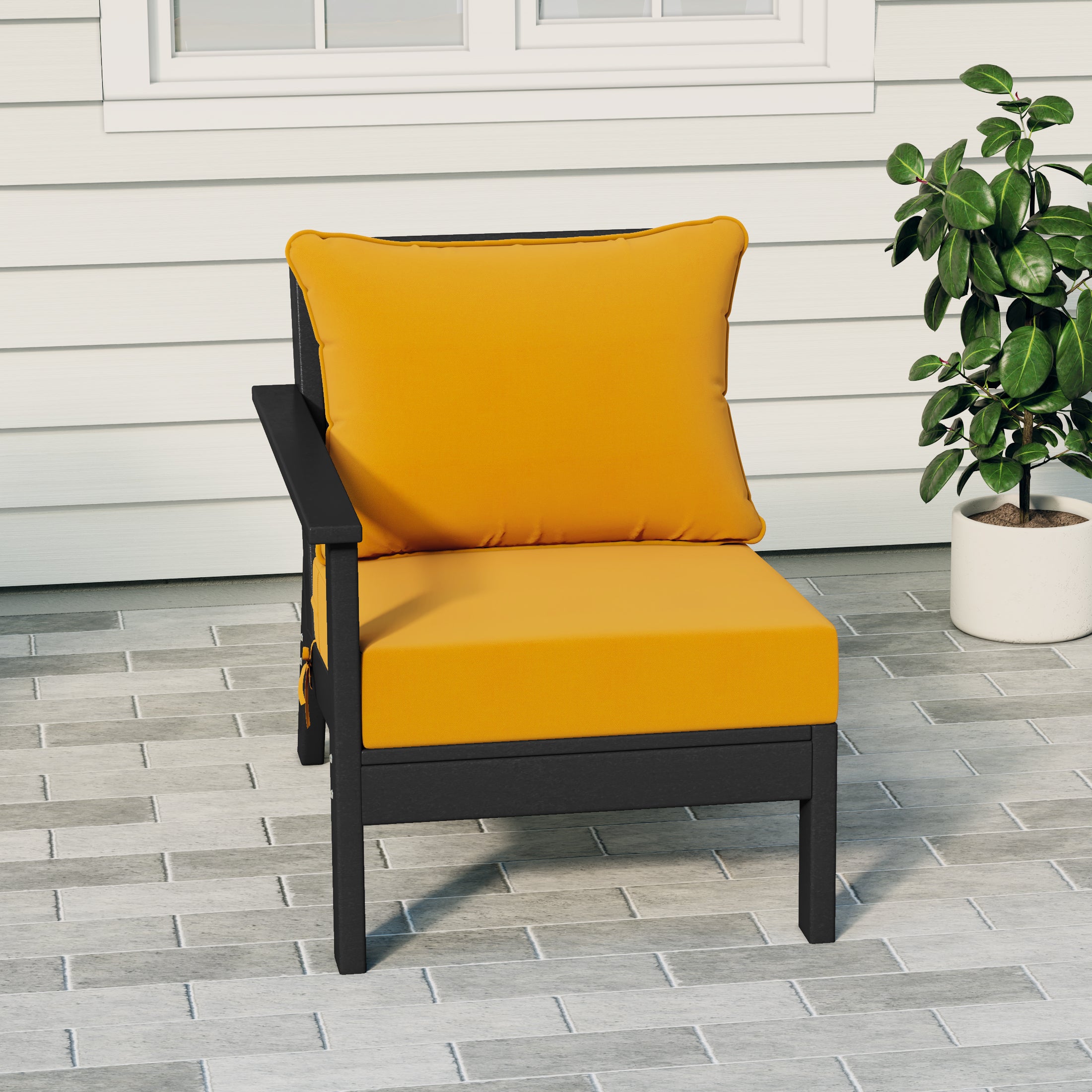 Portsmouth Outdoor Patio HDPE Left Arm Sectional Corner Club Chair with Patio Cushions