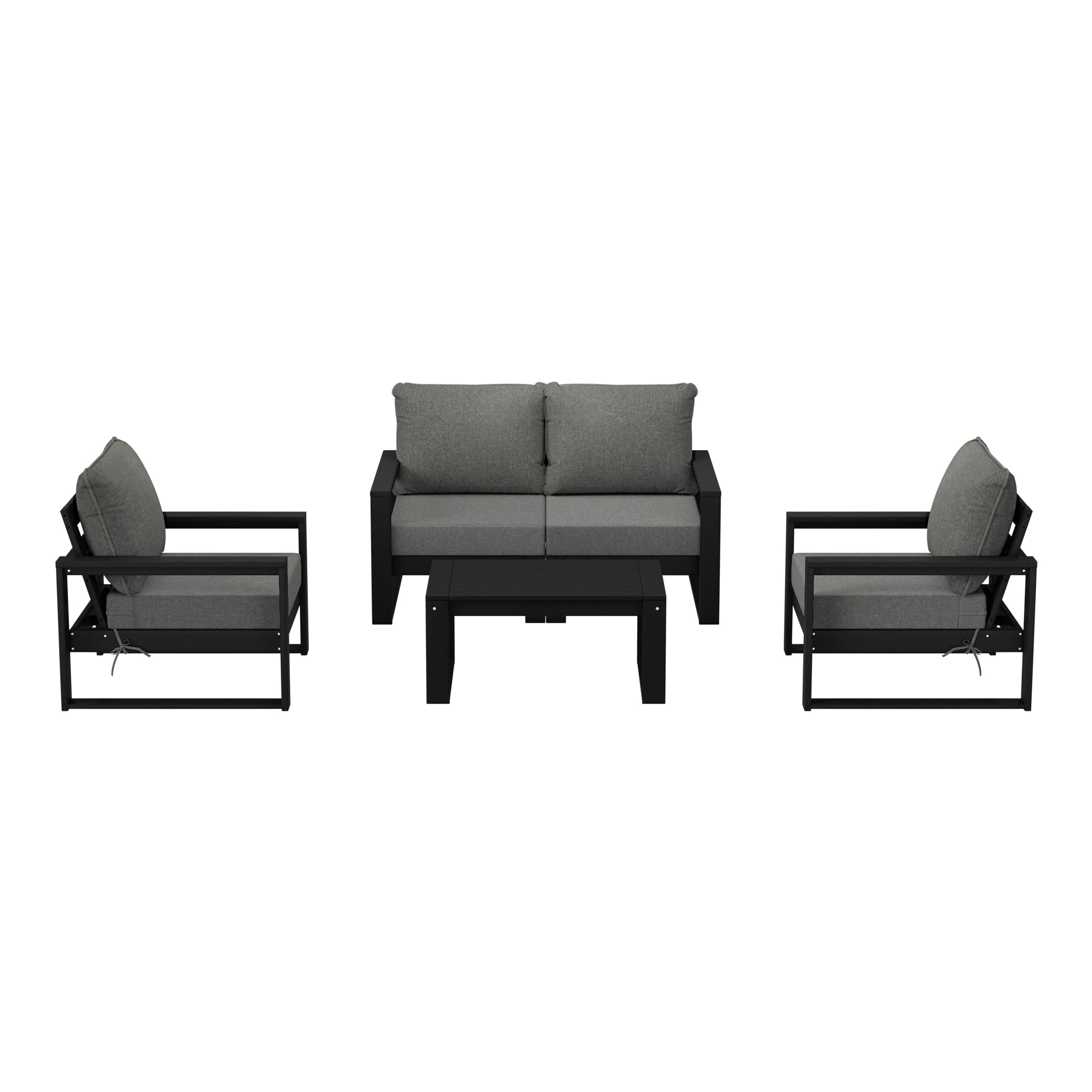 Rockaway 5-Piece Modern HDPE Outdoor Patio Furniture Sofa Conversation Set with Coffee Table