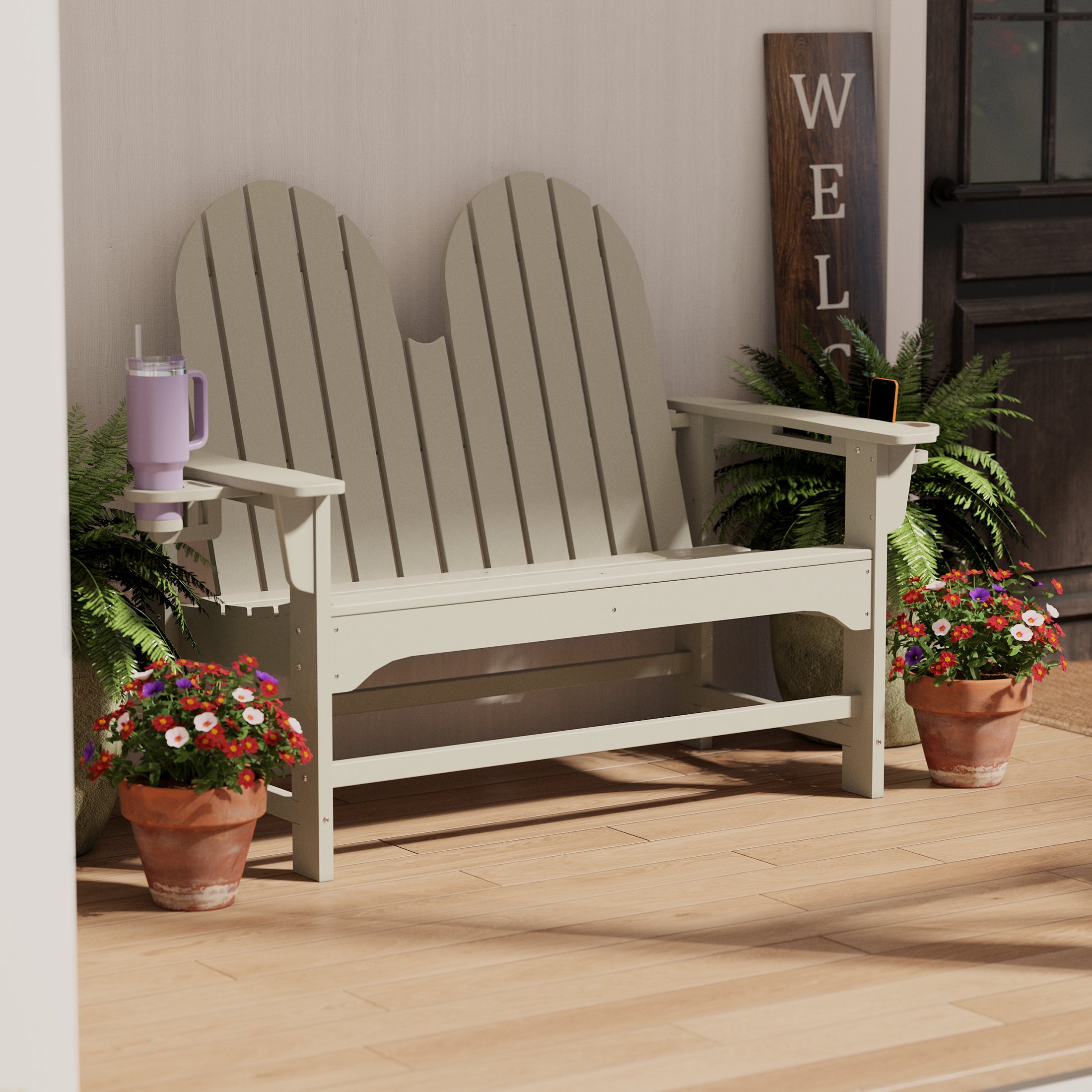 Savannah Outdoor Patio 49" HDPE Adirondack Garden Bench