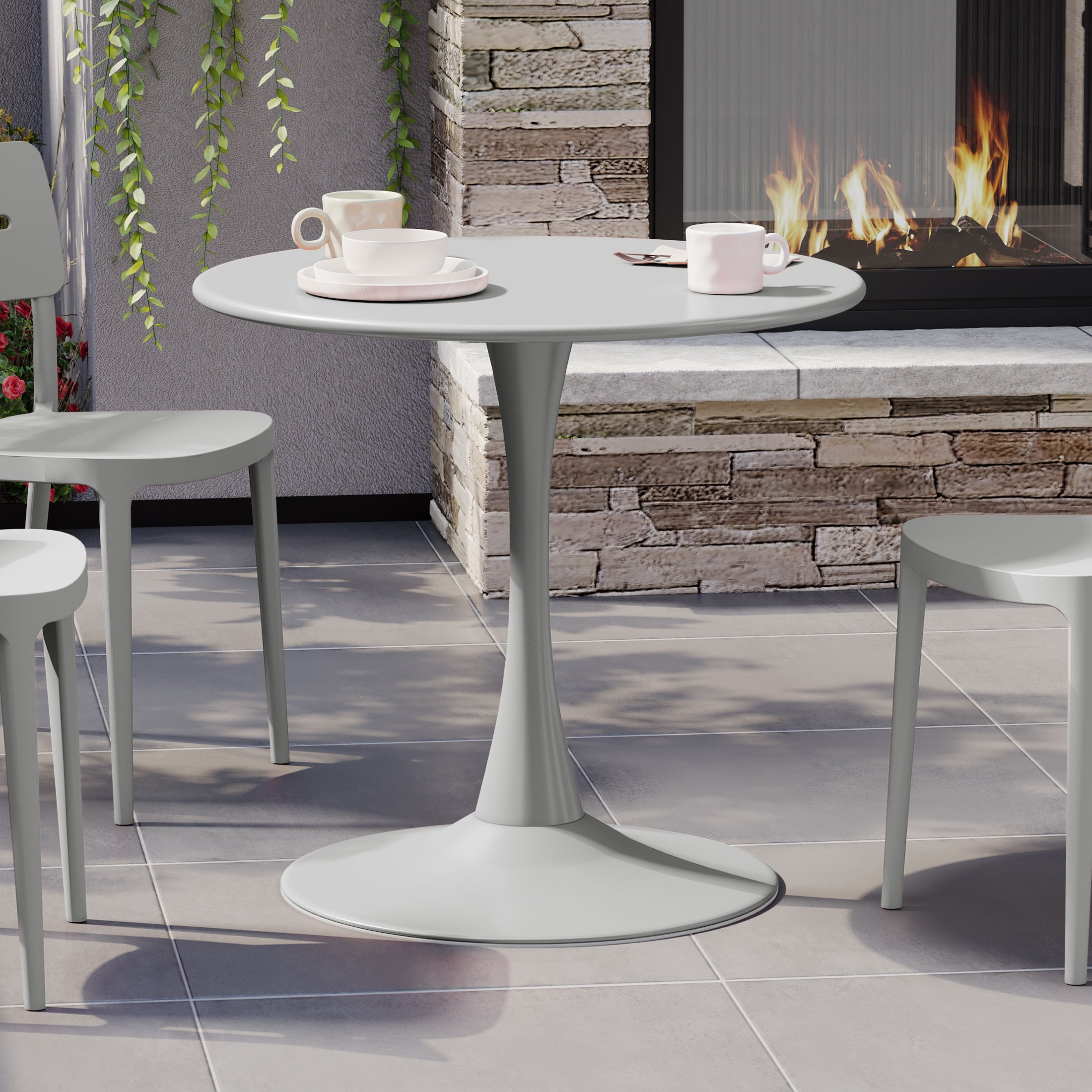 Sunshine 31.5" Round Outdoor Indoor Metal Cocktail Dining Table