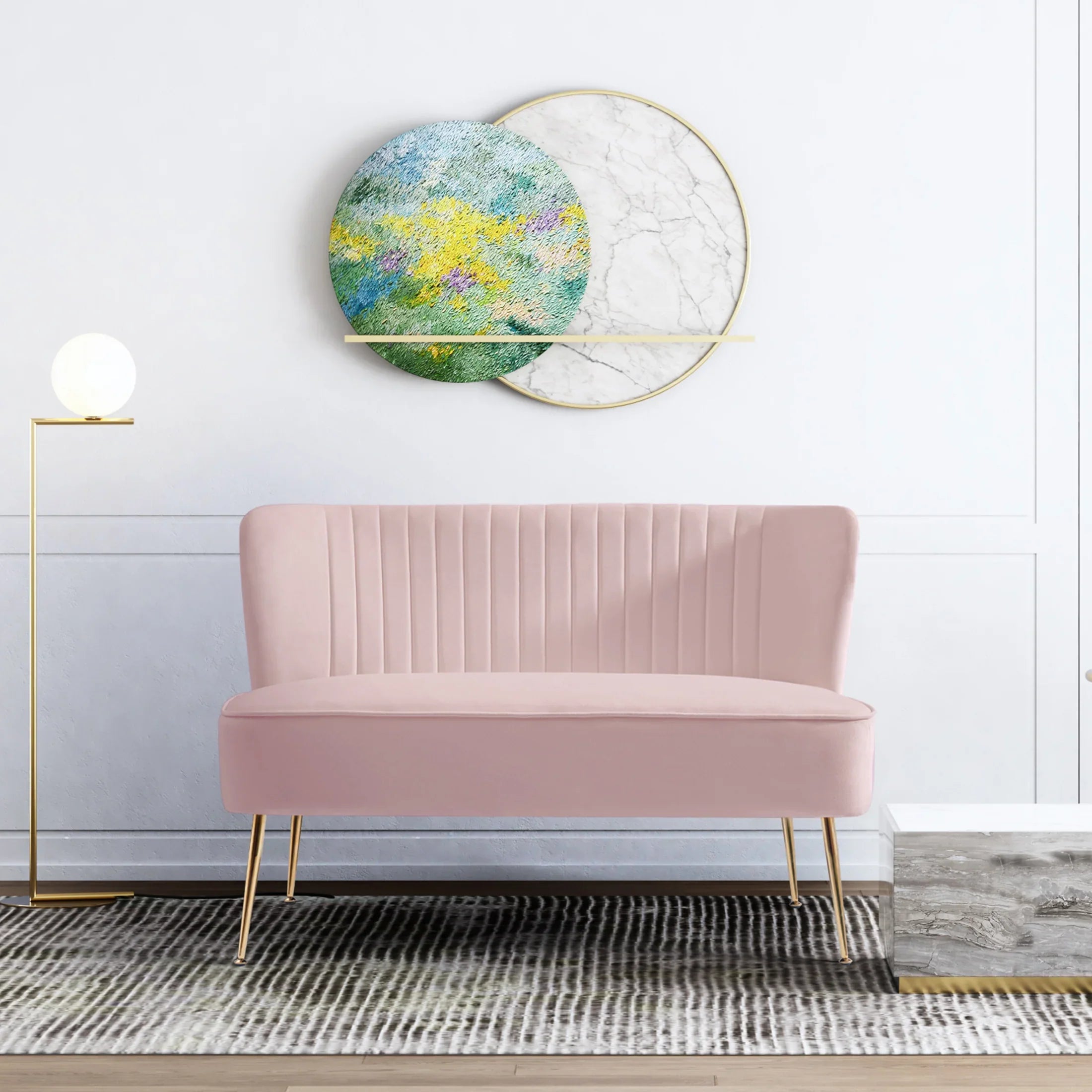 Alaia 46" Wide Upholstered Velvet Love Seat Sofa