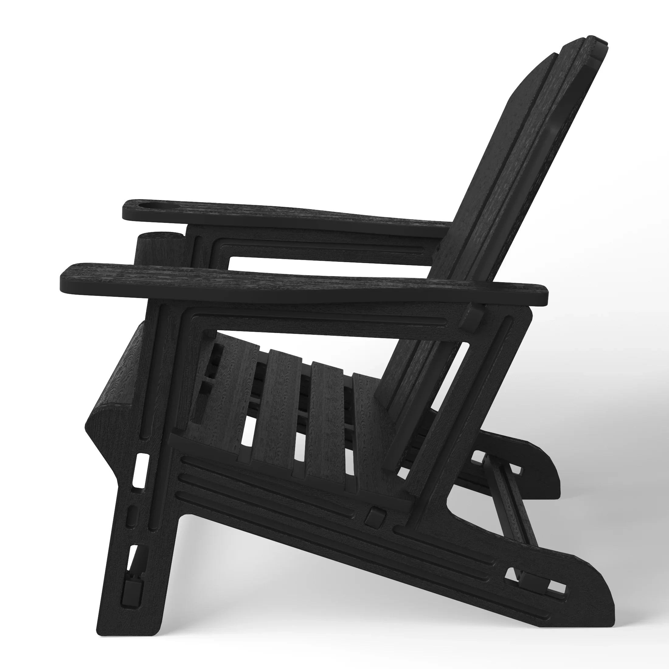 Cayman Tool-Free Assembly Outdoor Patio HDPE Plastic Adirondack Chair with Cup Holder
