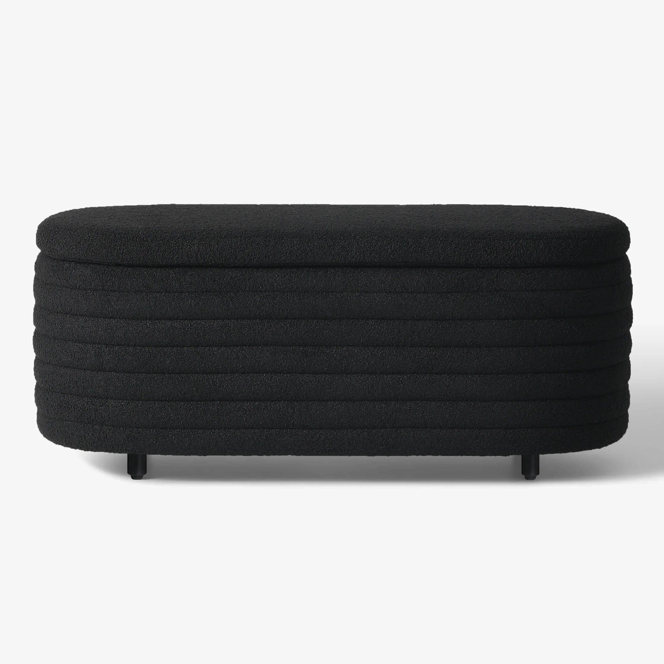 Celine 42" Wide Mid-Century Modern Upholstered Teddy Sherpa Tufted Oval Storage Ottoman Bench